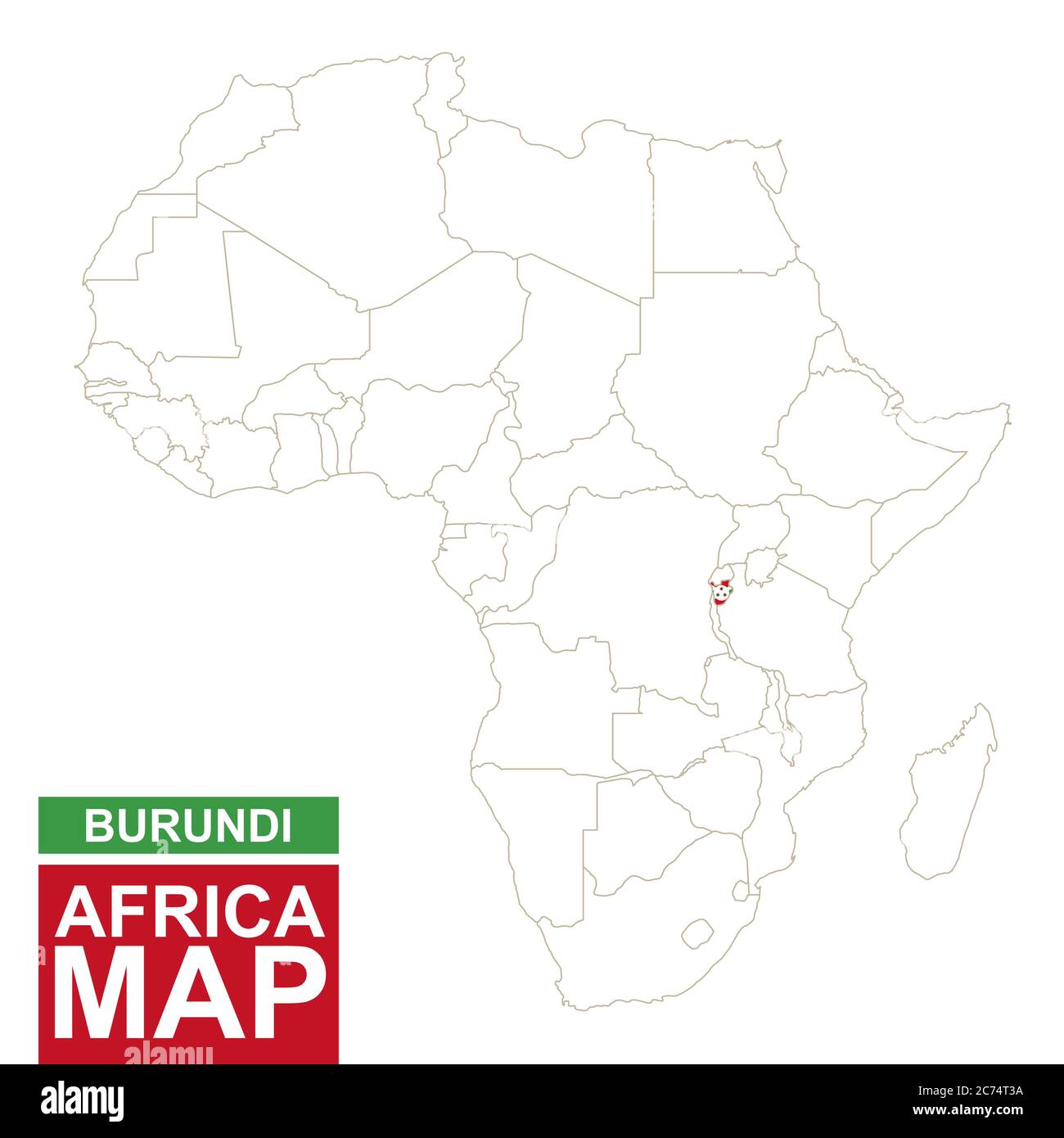 Africa Contoured Map With Highlighted Burundi Burundi Map And Flag On   Africa Contoured Map With Highlighted Burundi Burundi Map And Flag On Africa Map Vector Illustration 2C74T3A 