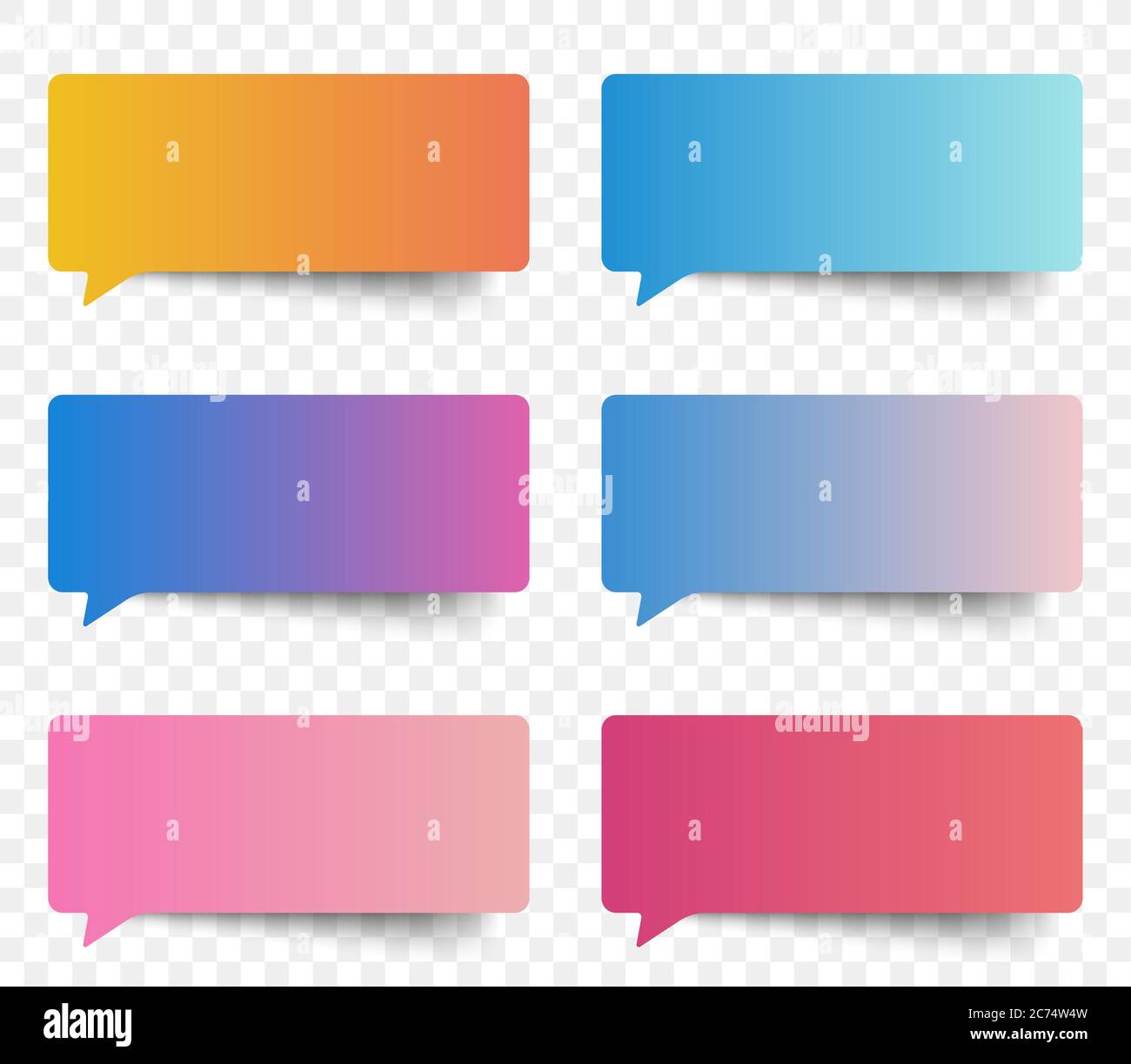 Set of gradient color speech and thought sticker messages, tags conversation element for design. Modern vector illustration Stock Vector