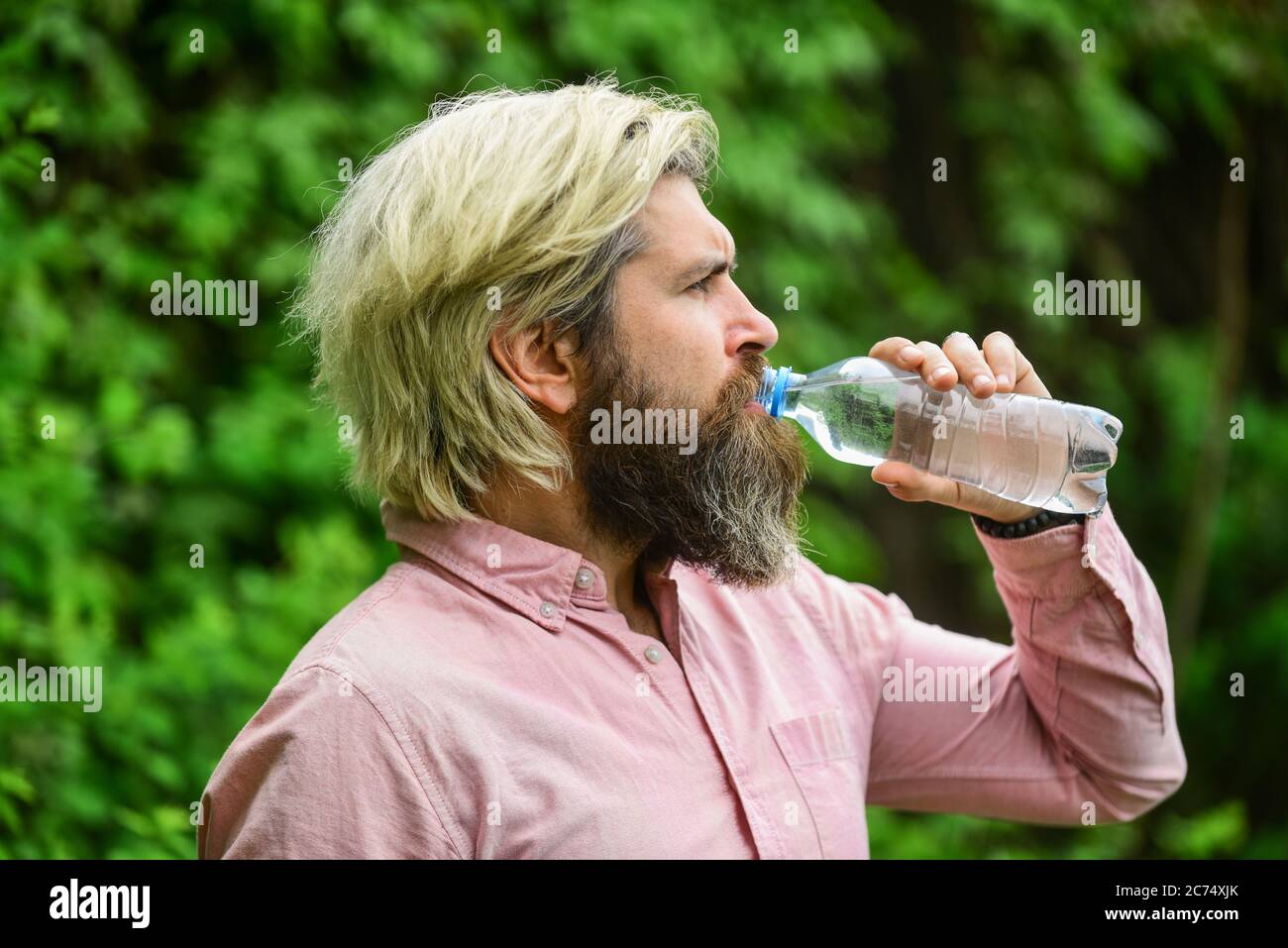 Summer Heat Drinking Clear Water Safety And Health Water Balance Man Bearded Tourist Drinking Water Plastic Bottle Nature Background Thirsty Guy Drinking Bottled Water Healthy Lifestyle Stock Photo Alamy