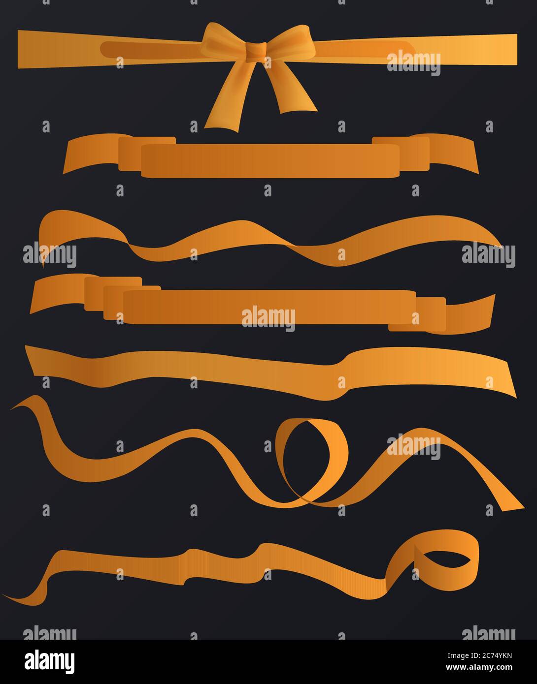 Vector Golden ribbons set on the black background Stock Vector Image ...