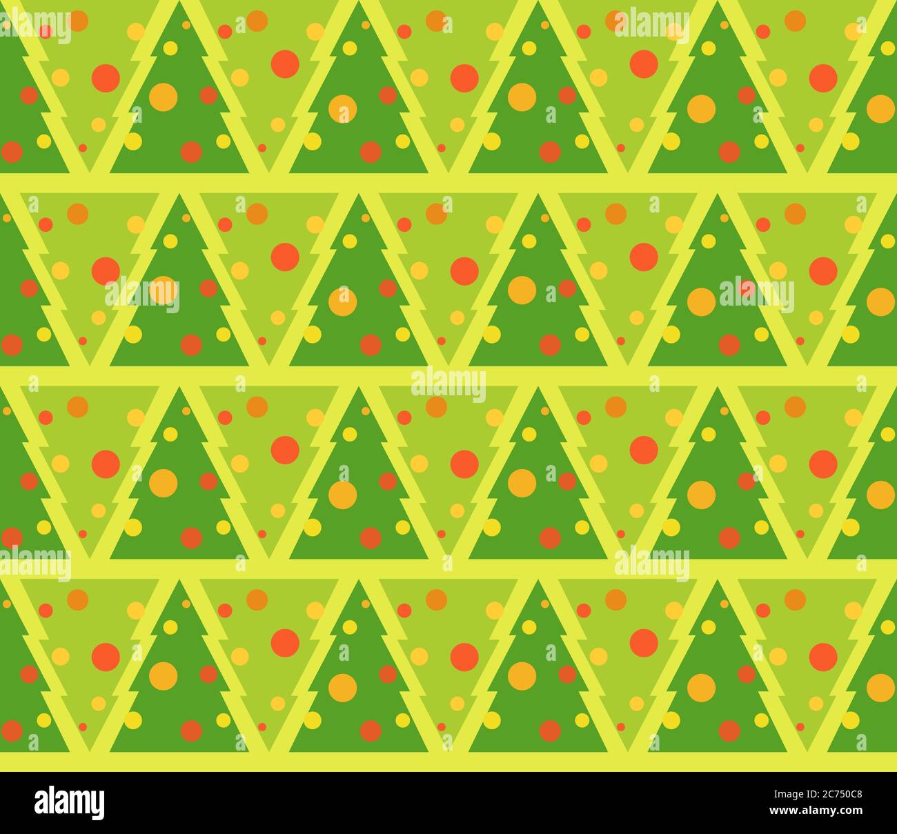 Vector flat illustration of fir tree decorated for Christmas seamless ...