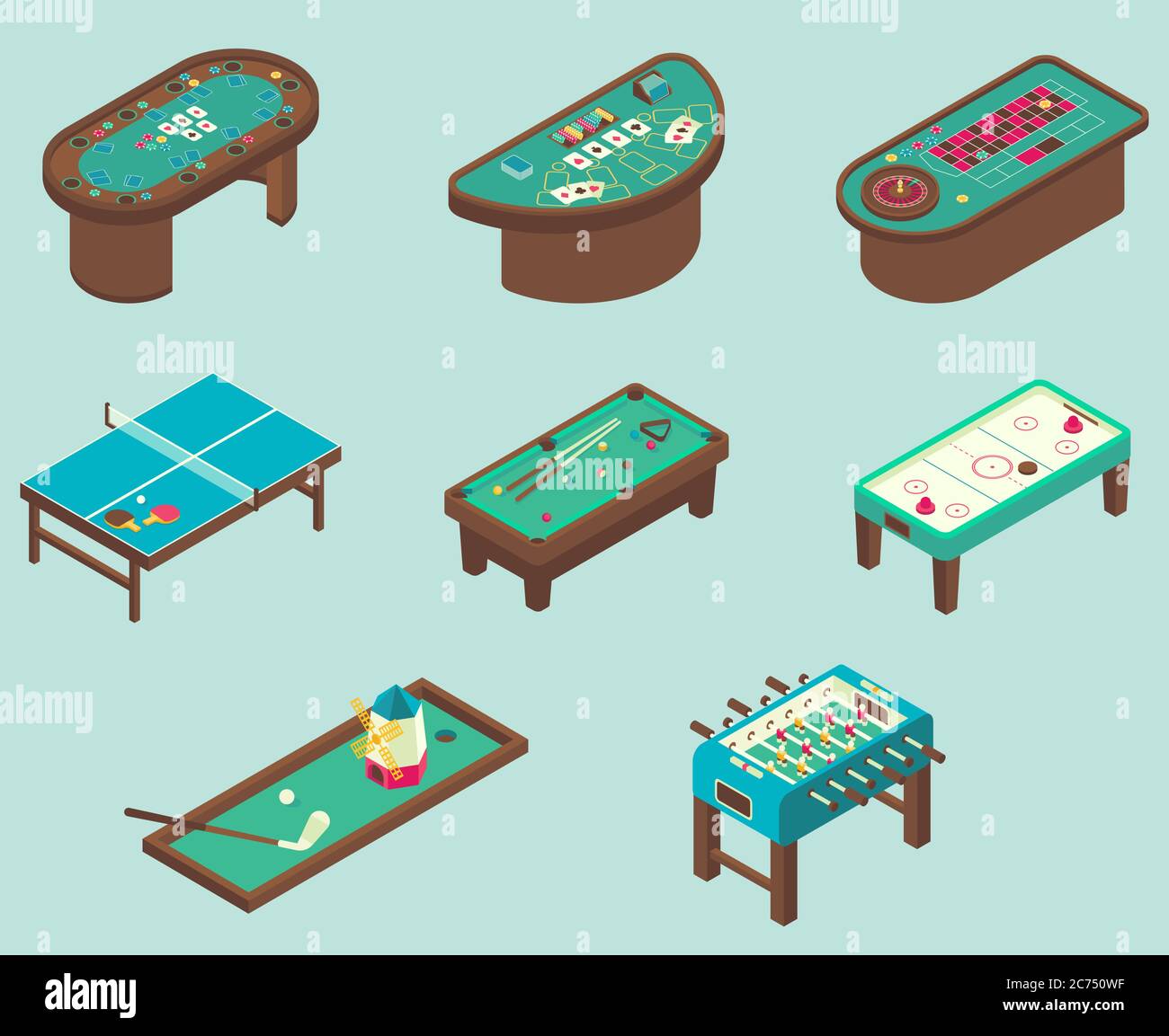 Table game vector flat isometric icon set Stock Vector Image & Art Alamy