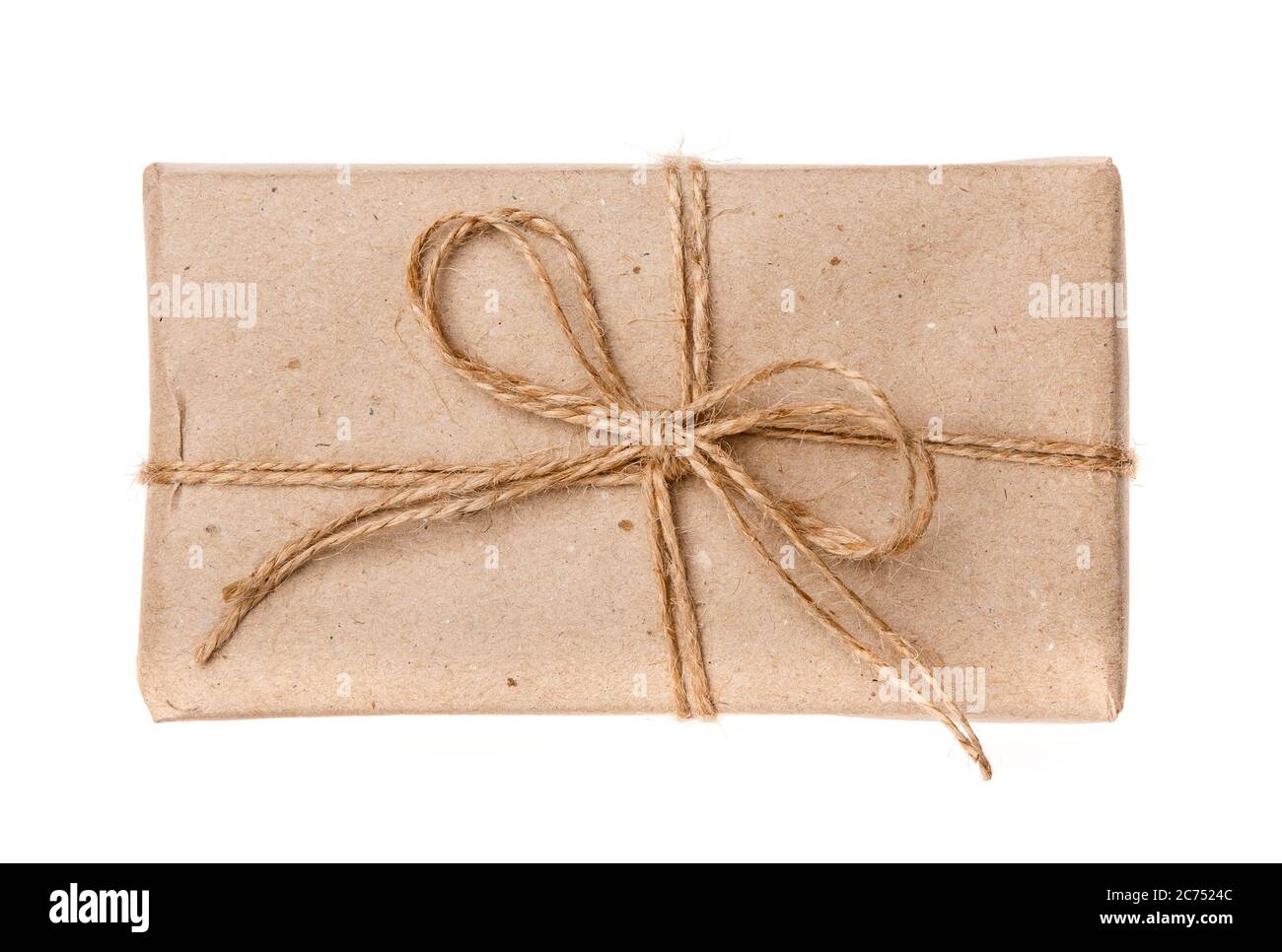 Wrapped vintage gift box with burlap ribbon Stock Photo Alamy