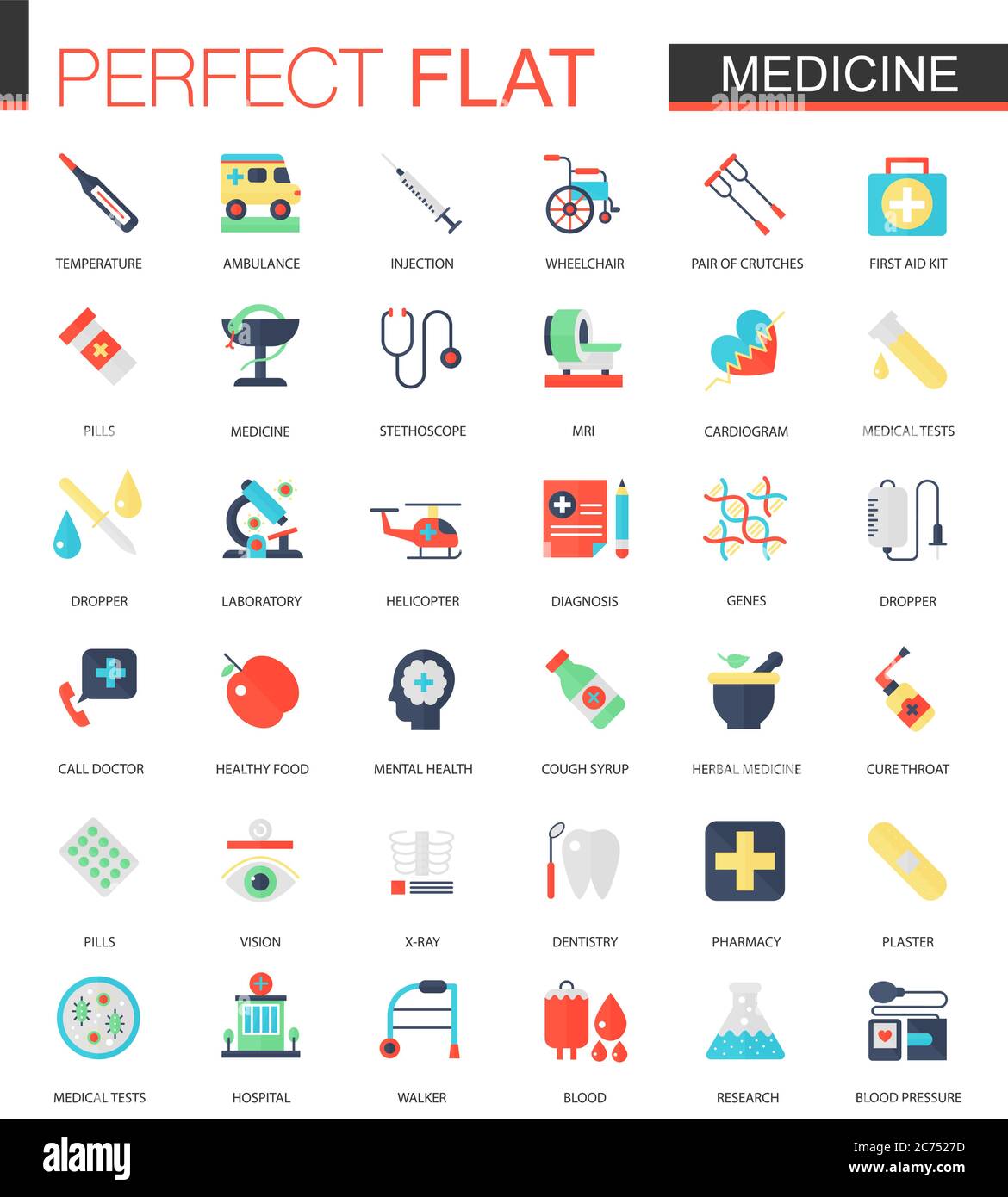 Vector set of flat Medical and healthcare icons isolated Stock Vector ...