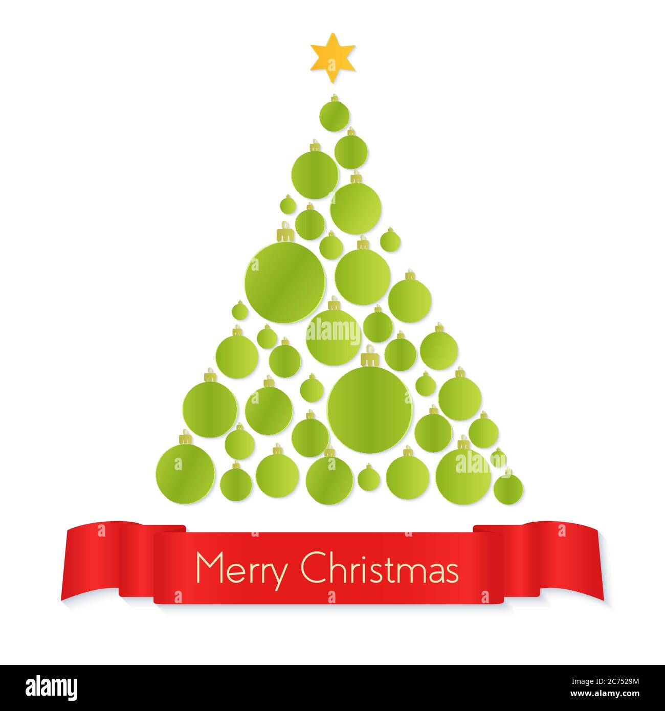 Vector illustration of green colored Christmas tree made with balls and ...