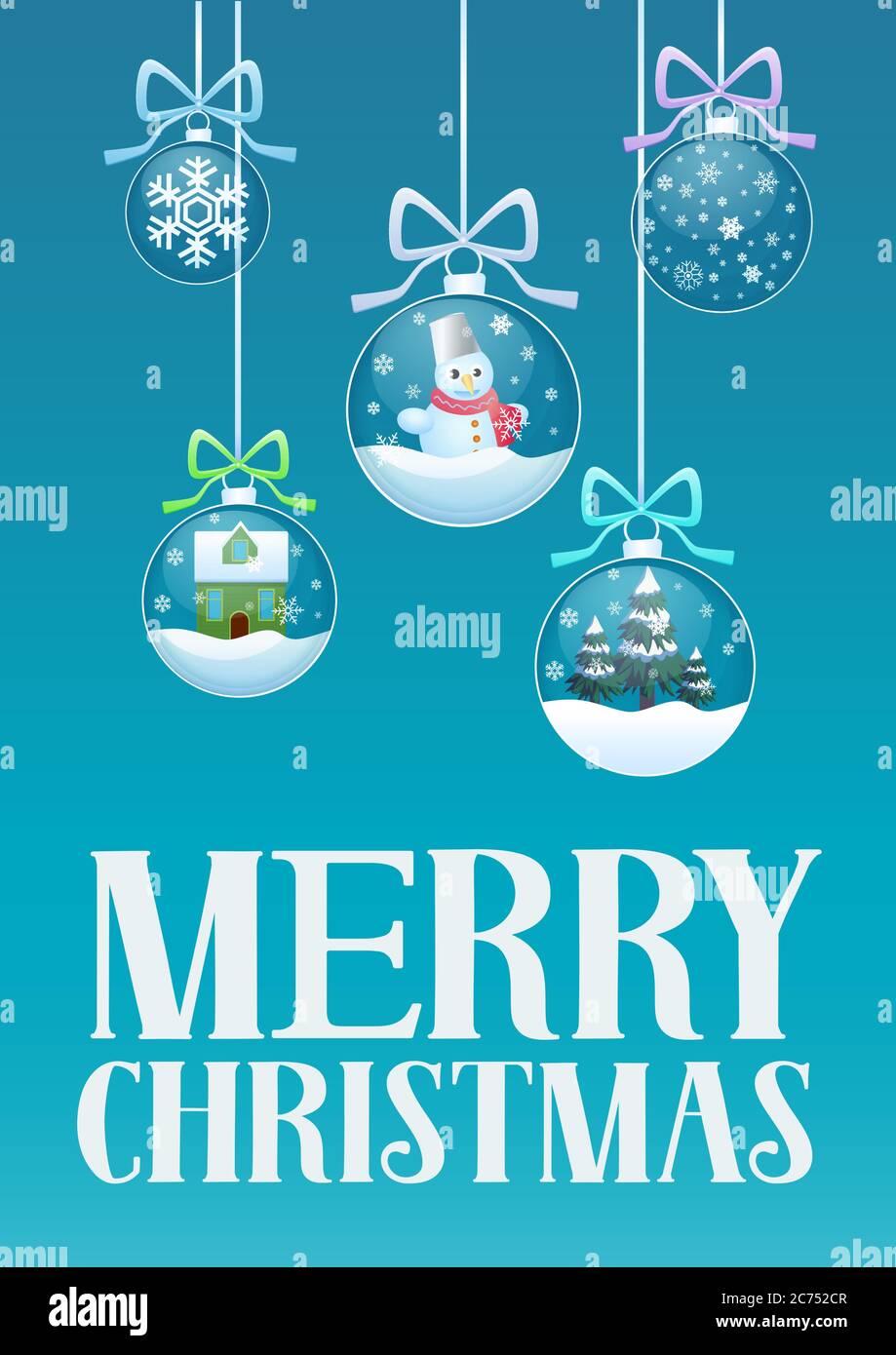 Vector illustration of greeting card and Christmas balls with ...