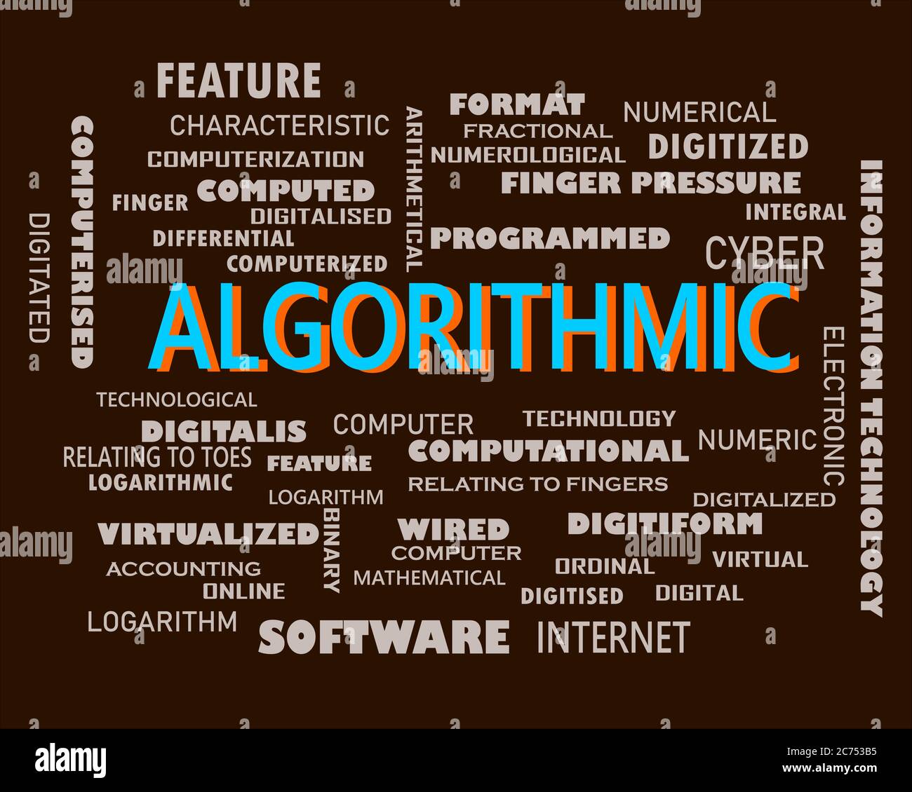 ALGORITHMIC word displayed with multiple related words cloud on vector ...