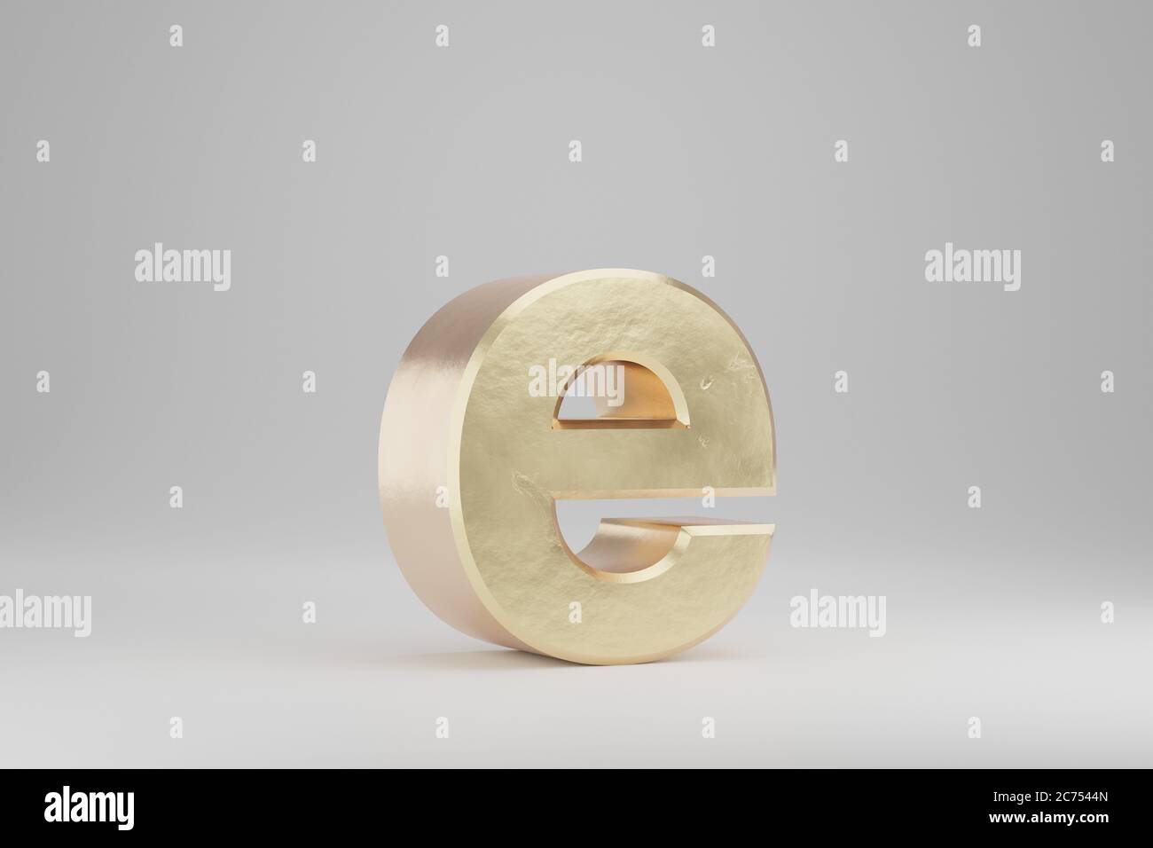 Gold 3d letter E lowercase. Golden letter isolated on white background ...