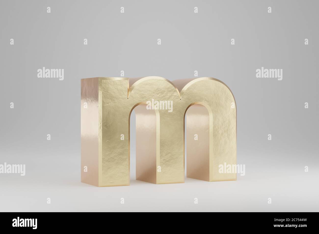 Gold 3d letter M lowercase. Golden letter isolated on white background ...