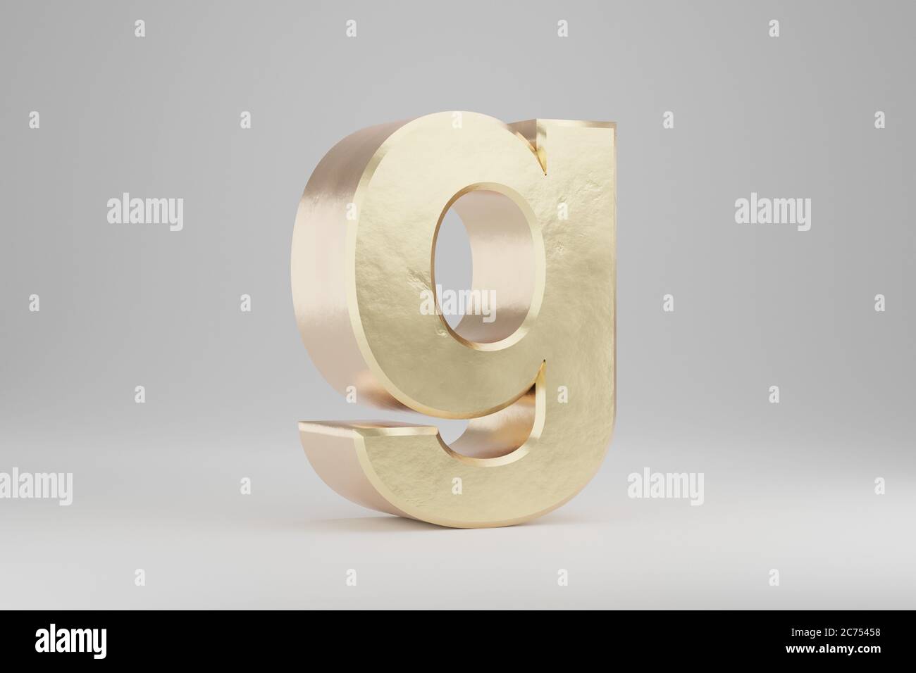Gold 3d letter G lowercase. Golden letter isolated on white background ...