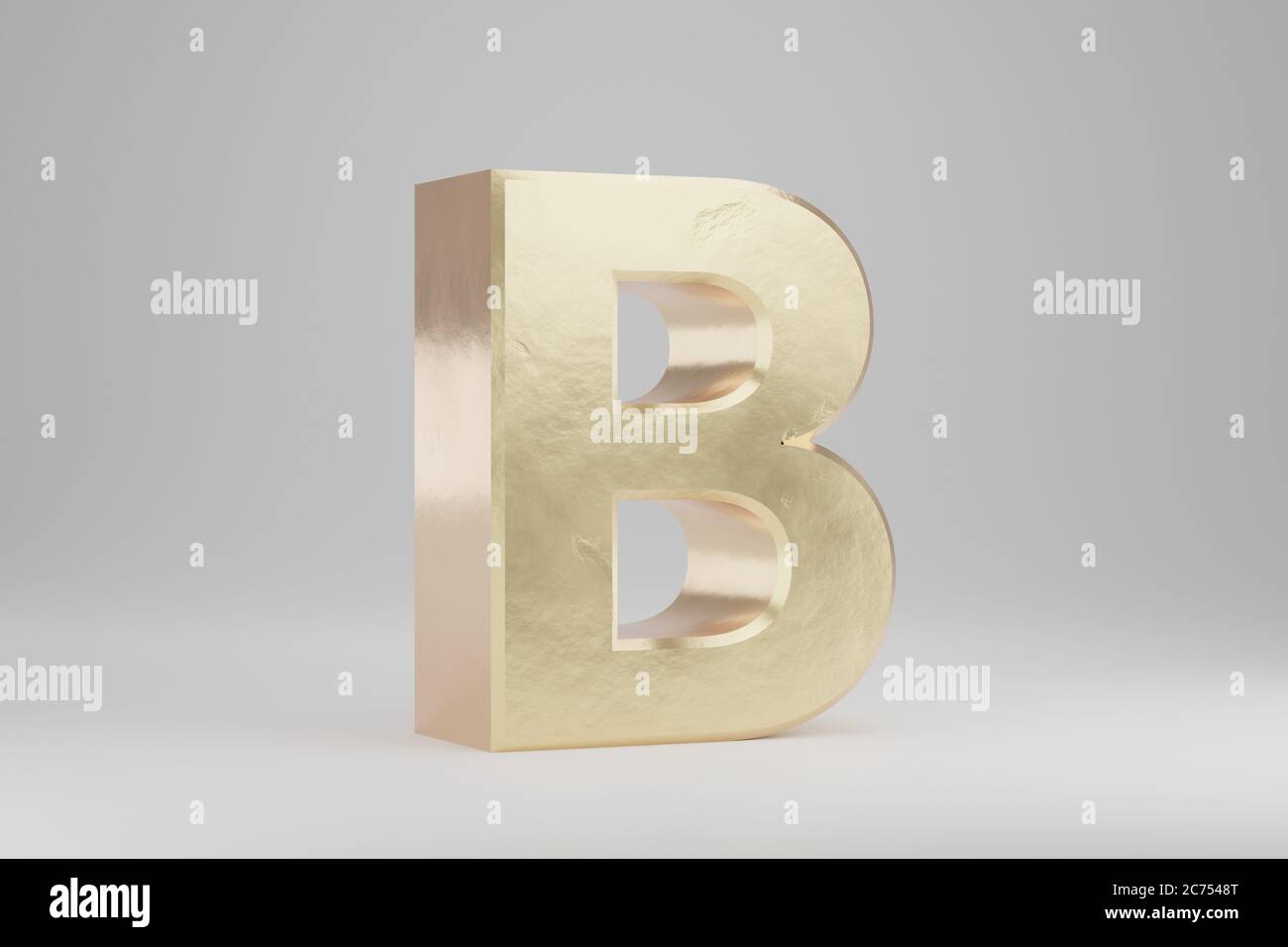 Gold 3d letter B uppercase. Golden letter isolated on white background ...