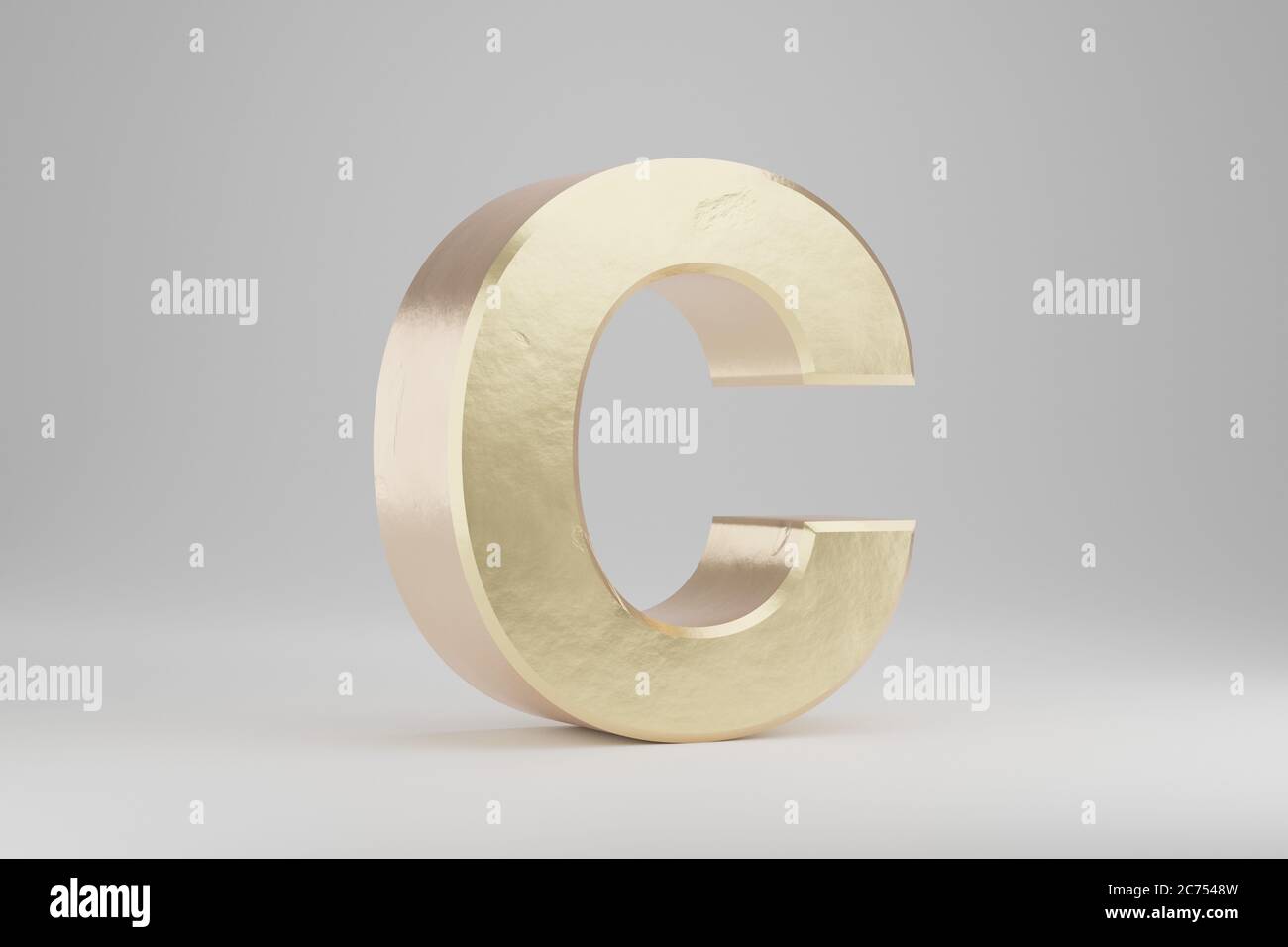 Gold 3d letter C uppercase. Golden letter isolated on white background ...