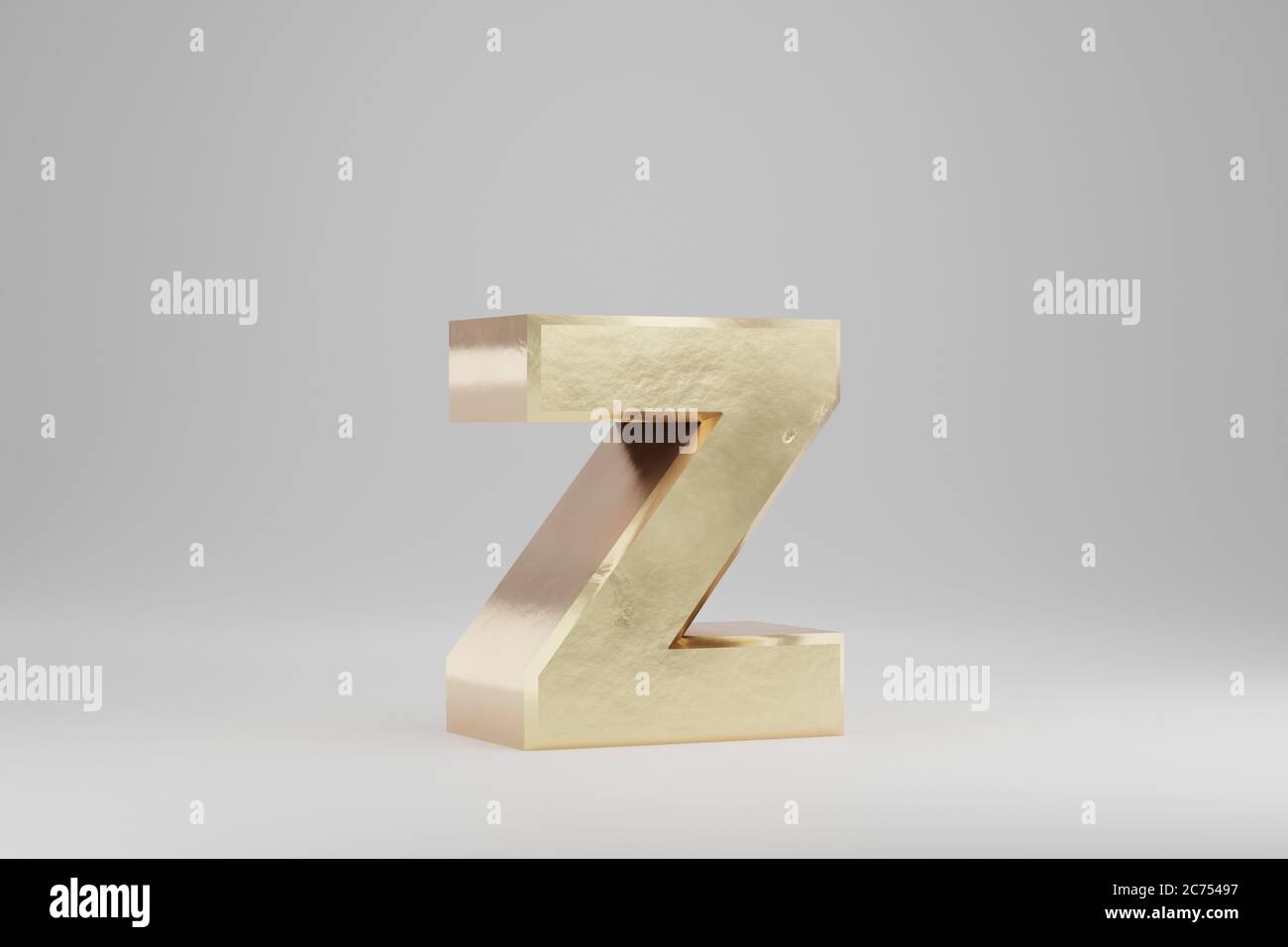 Gold 3d letter Z lowercase. Golden letter isolated on white background ...