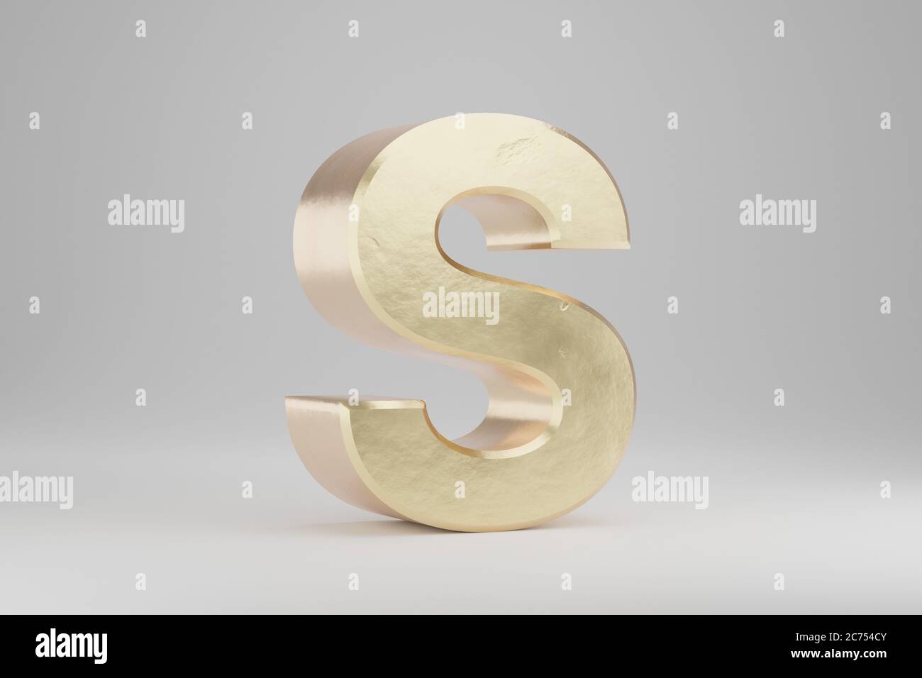 Gold 3d letter S uppercase. Golden letter isolated on white background ...