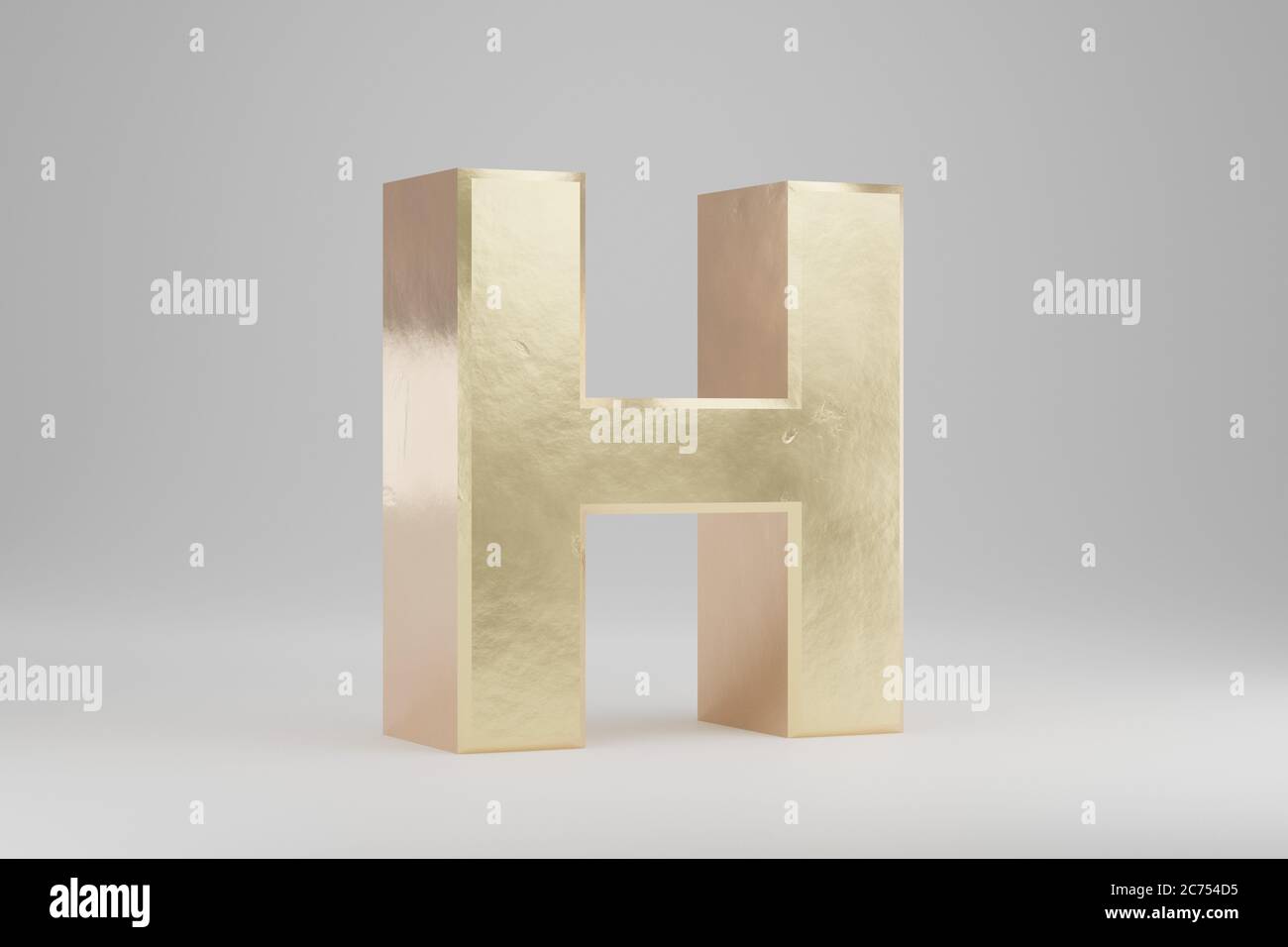 Gold 3d letter H uppercase. Golden letter isolated on white background ...