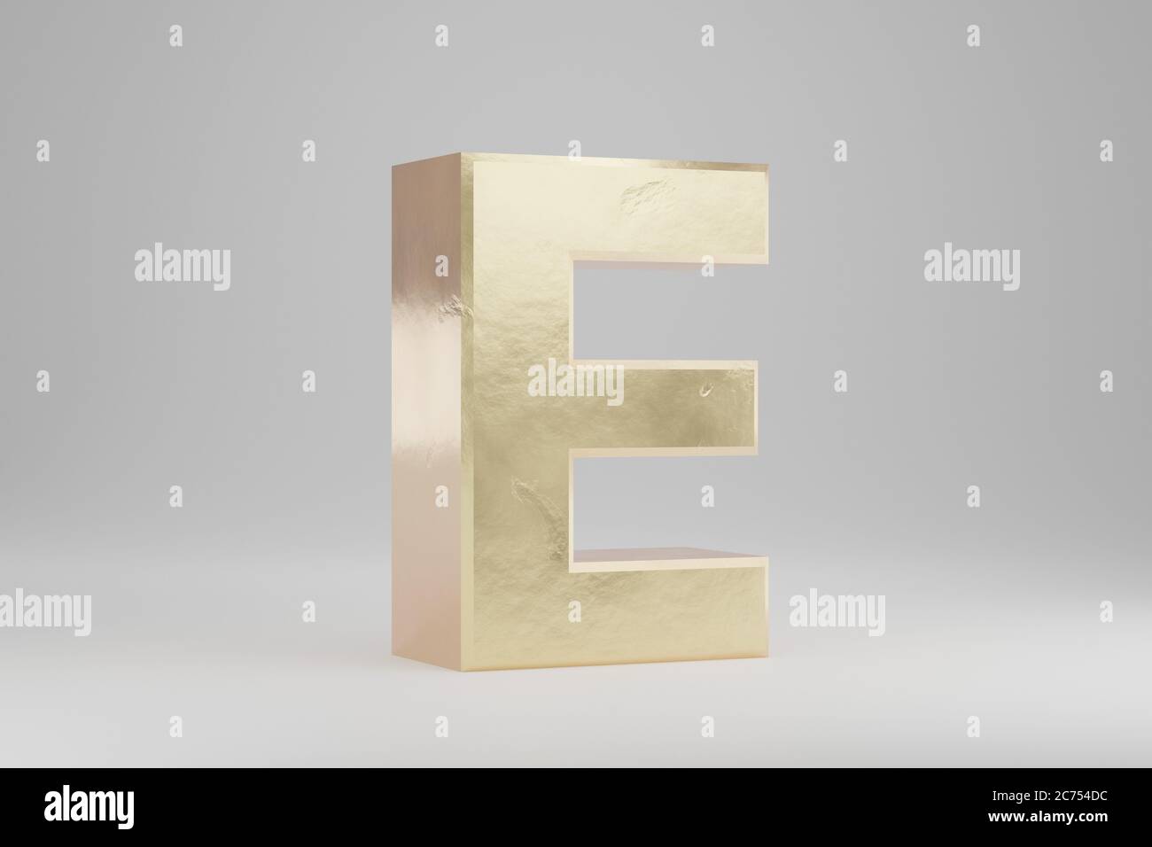 Gold 3d letter E uppercase. Golden letter isolated on white background ...