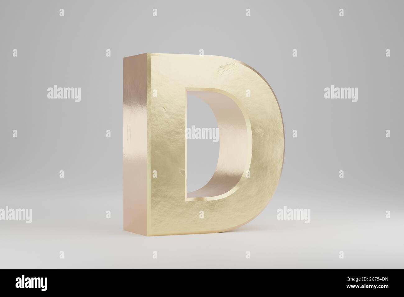 Gold 3d letter D uppercase. Golden letter isolated on white background ...