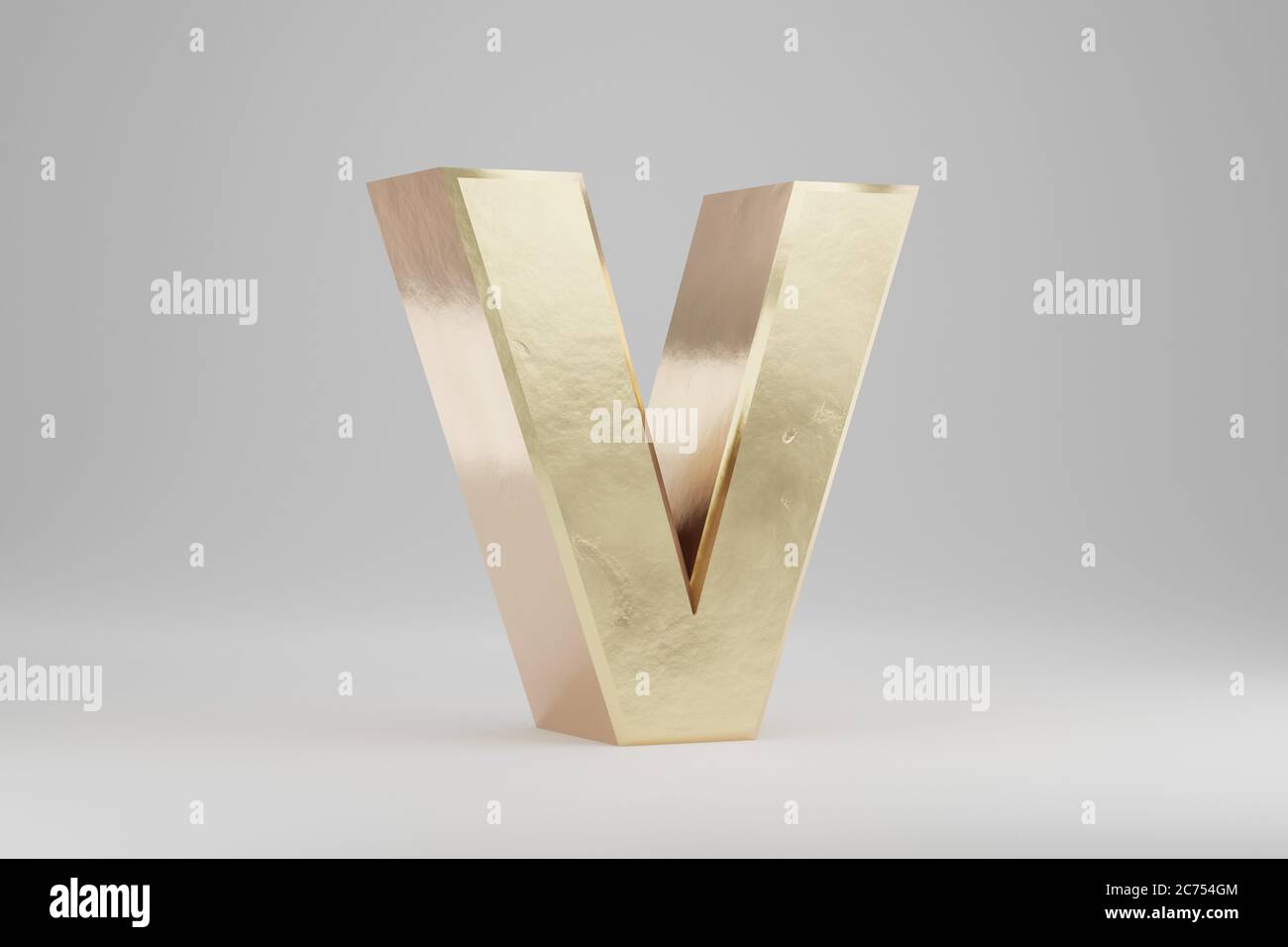 Gold 3d letter V uppercase. Golden letter isolated on white background ...