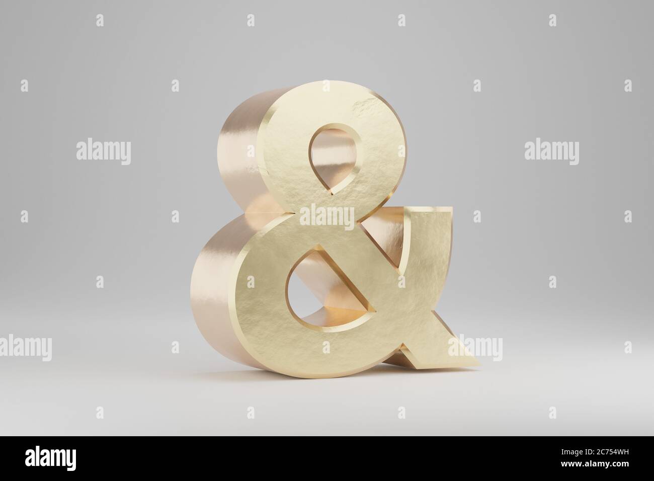 Gold 3d ampersand symbol. Golden sign isolated on white background ...