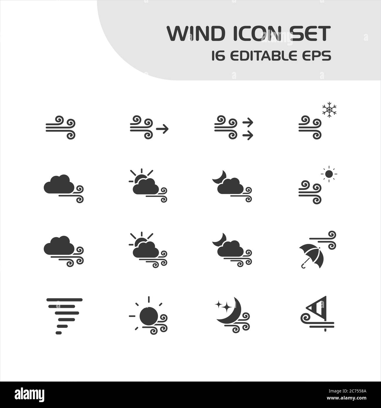 Wind icon set. Isolated group. Weather and map vector illustration Stock Vector