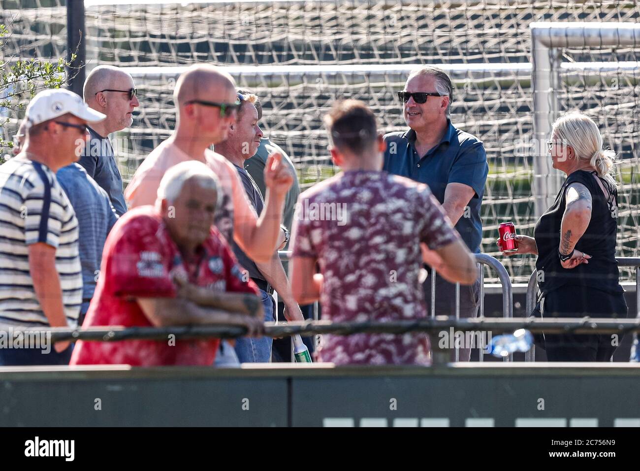 ZUNDERT, NETHERLANDS - JULY 13: Matthijs Manders technical director  of NAC Breda between supporters of NAC Breda seen during the first training of the season of NAC Breda on July 13, 2020 in Zundert, The Netherlands Stock Photo