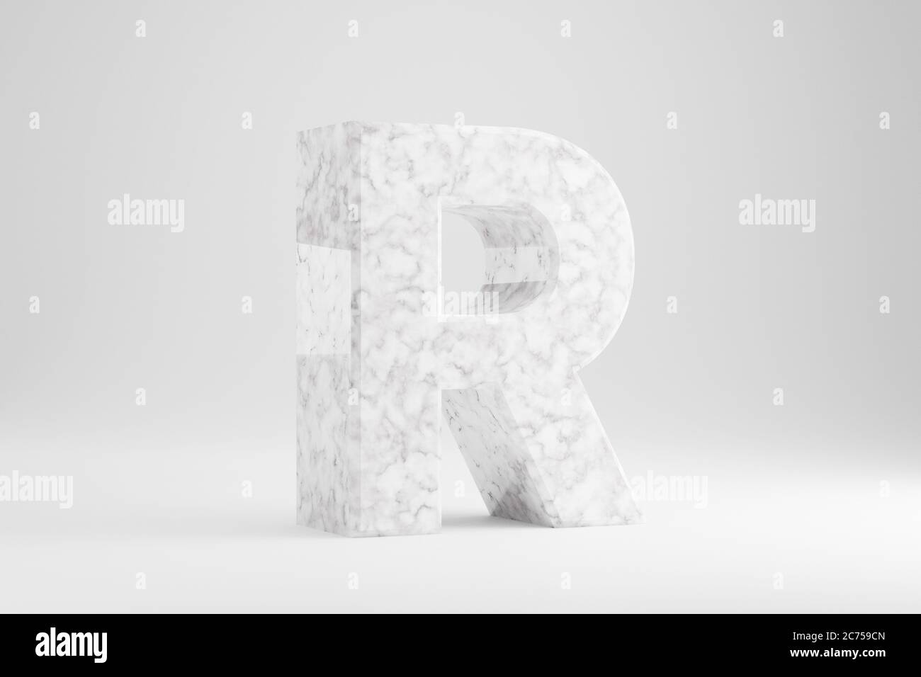 Marble 3d letter R uppercase. White marble letter isolated on white ...