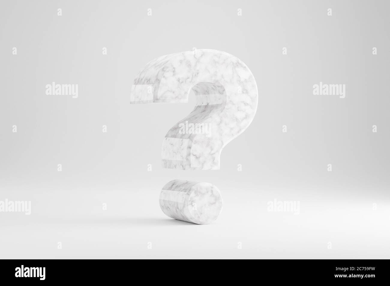 Marble 3d question symbol. White marble sign isolated on white