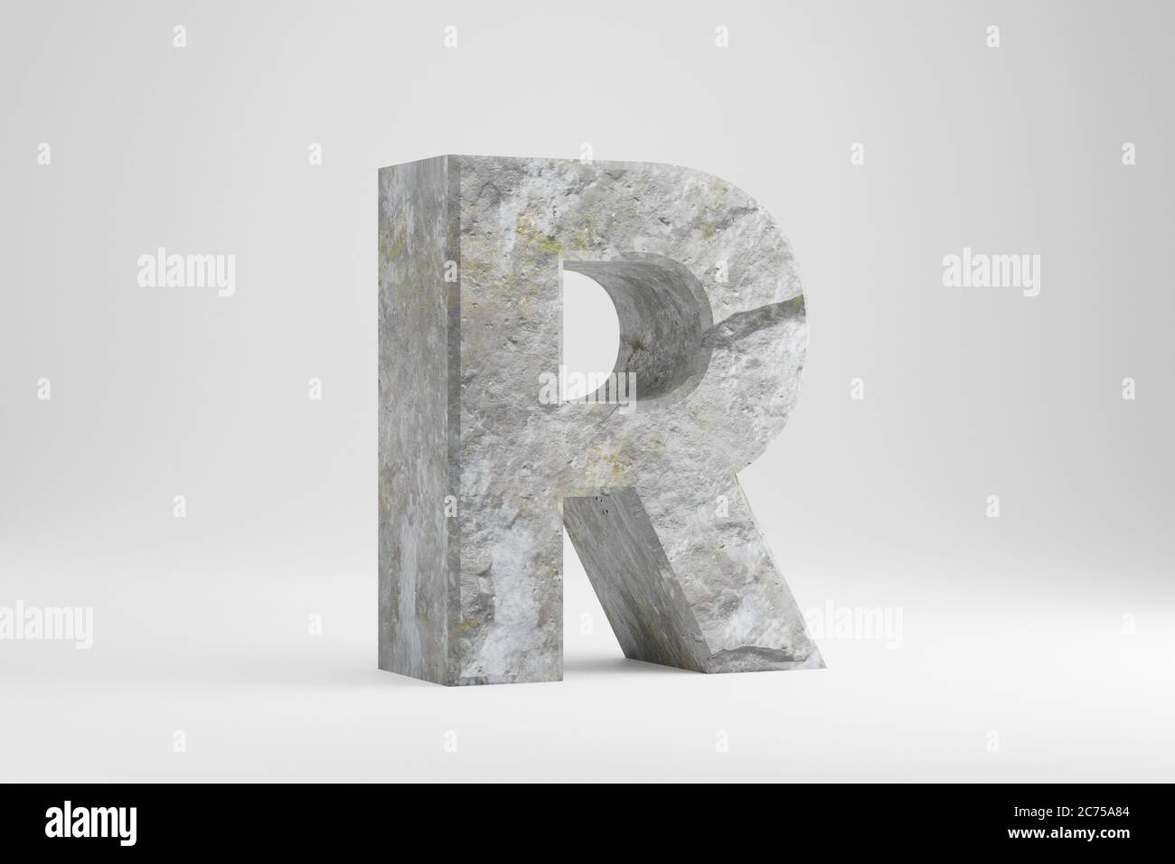 Stone 3d letter R uppercase. Rock textured letter isolated on white ...