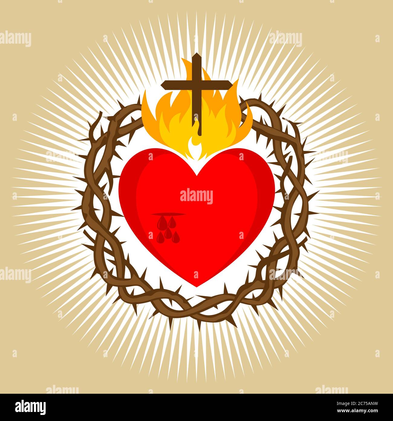 Sacred heart of jesus with light Royalty Free Vector Image