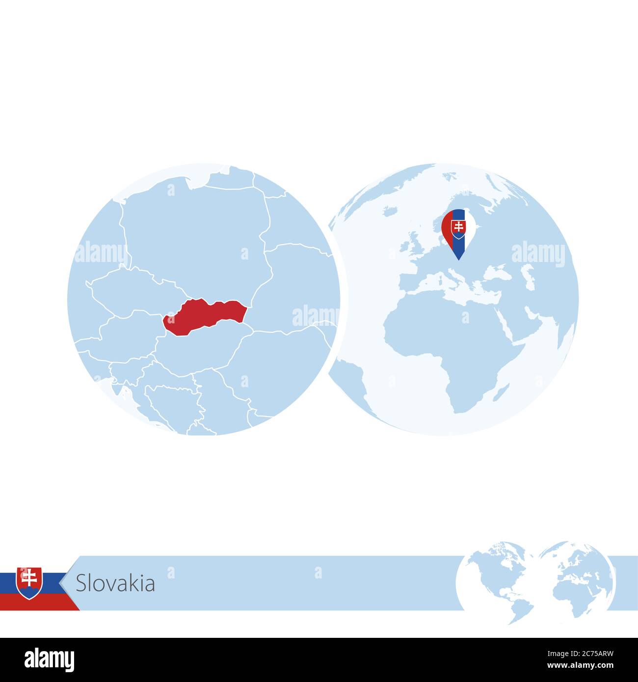 Slovakia On World Globe With Flag And Regional Map Of Slovakia Vector Slovakia On World Globe With Flag And Regional Map Of Slovakia Vector Illustration 2C75ARW