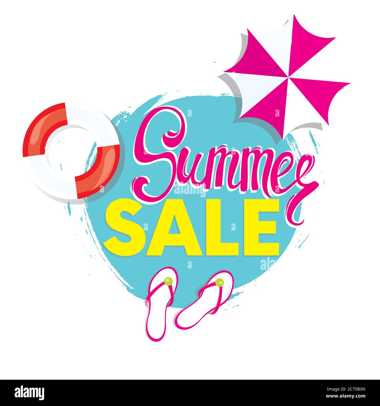 Readymade design "Sale" with palm branches and a square. Vector