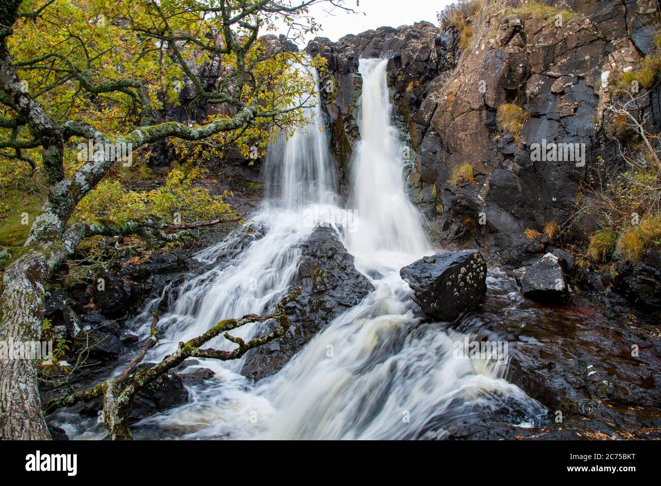 Eas Fors waterfall, Ballygown, the Isle of Mull, Argyll and Bute, Scotland, United Kingdom. Stock Photo