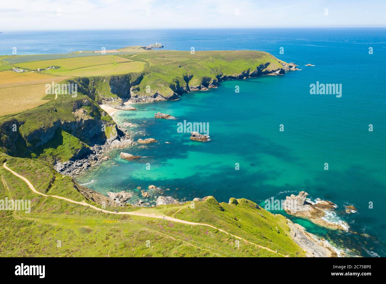 Aerial photograph of Hell's Mouth, North Coast, Cornwall, England, United Kingdom Stock Photo