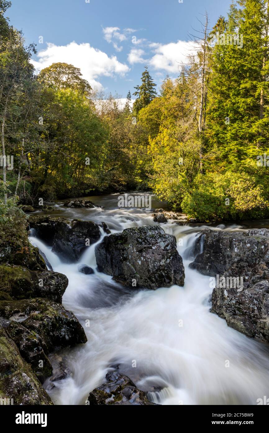 The Pont-y-Pair Falls along River Llugwy in Betws-y-Coed, in Snowdonia National Park, Wales, UK Stock Photo