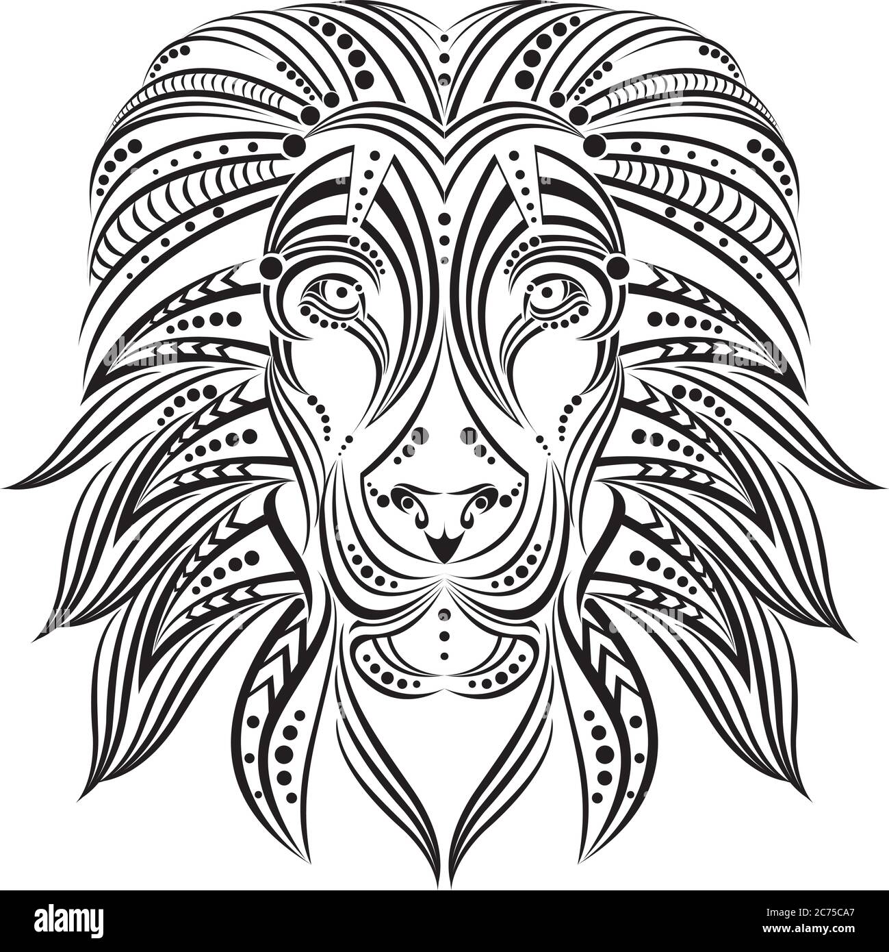Lion painted in ethnic style . Indian / African style . Sketch of tattoo or print on a T-shirt , cover , poster , postcard, or clothing Stock Vector Image & Art - Alamy