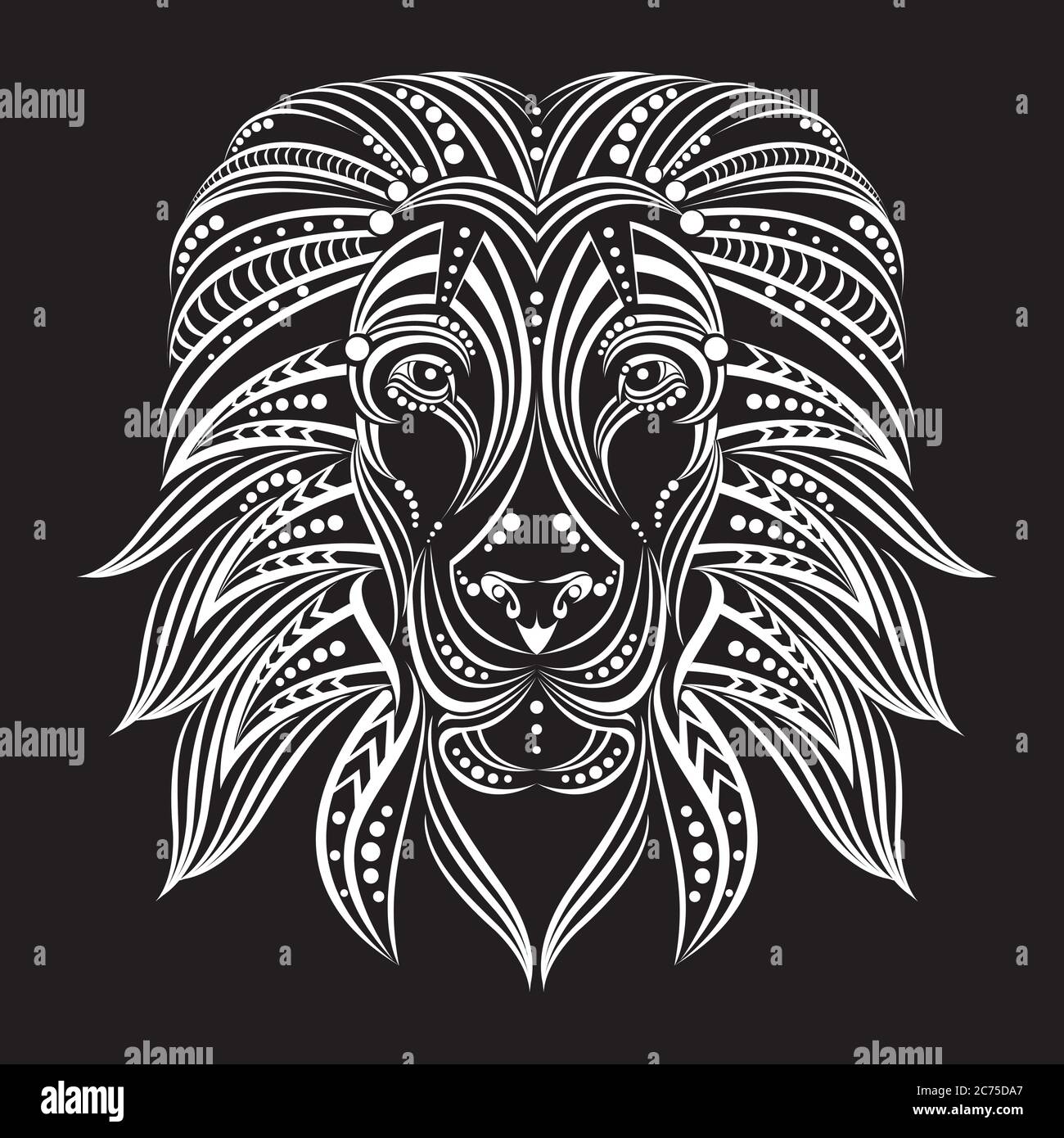 Lion painted in ethnic style . Indian / African style . Sketch of tattoo or print on a T-shirt , cover , poster , postcard, or clothing Stock Vector Image & Art - Alamy