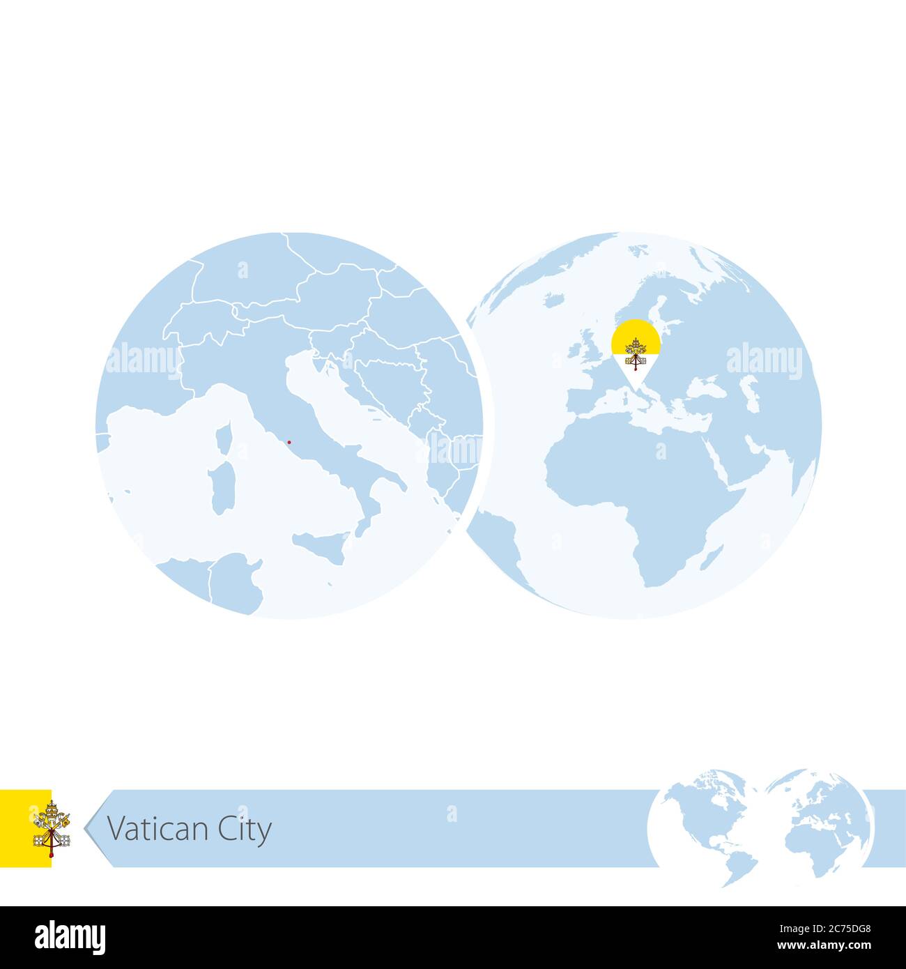 Vatican City on world globe with - Vatican City On World Globe With Flag And Regional Map Of Vatican City Vector Illustration 2C75DG8 