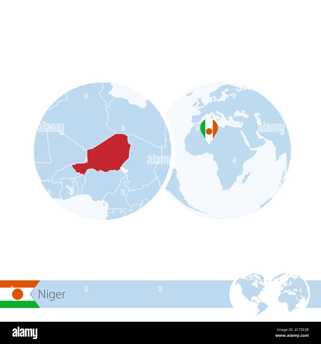 Niger On World Globe With Flag And Regional Map Of Niger Vector Niger On World Globe With Flag And Regional Map Of Niger Vector Illustration 2C75E2B
