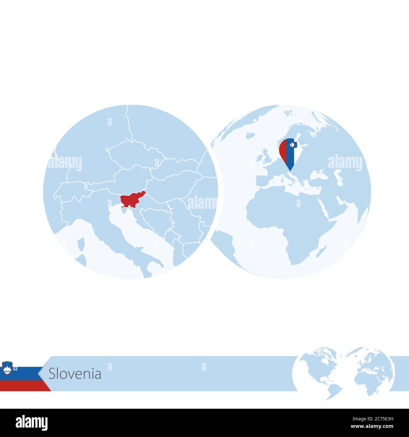 Slovenia On World Globe With Flag And Regional Map Of Slovenia Vector Slovenia On World Globe With Flag And Regional Map Of Slovenia Vector Illustration 2C75E3H 