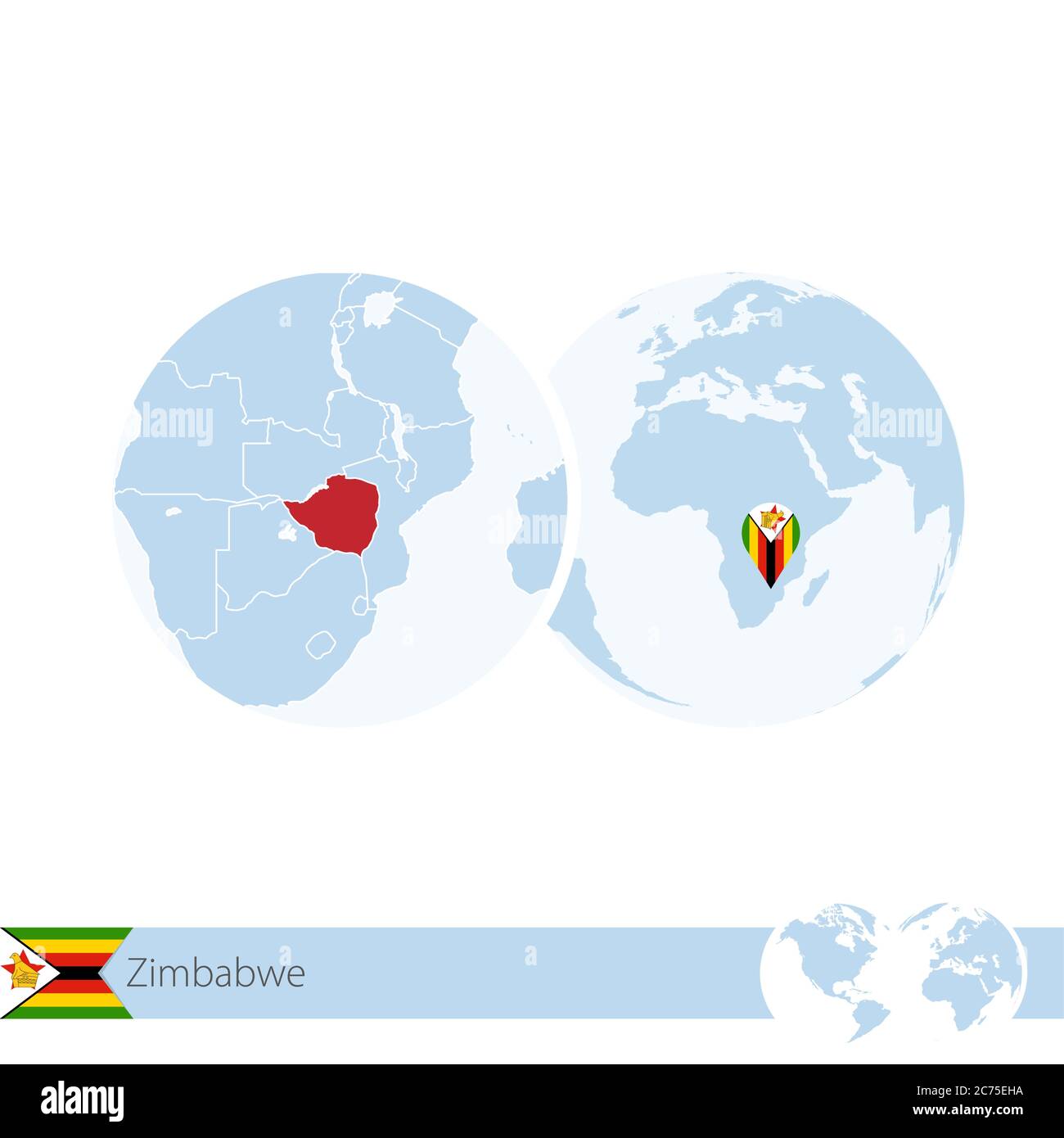 Zimbabwe On World Globe With Flag And Regional Map Of Zimbabwe Vector Zimbabwe On World Globe With Flag And Regional Map Of Zimbabwe Vector Illustration 2C75EHA 