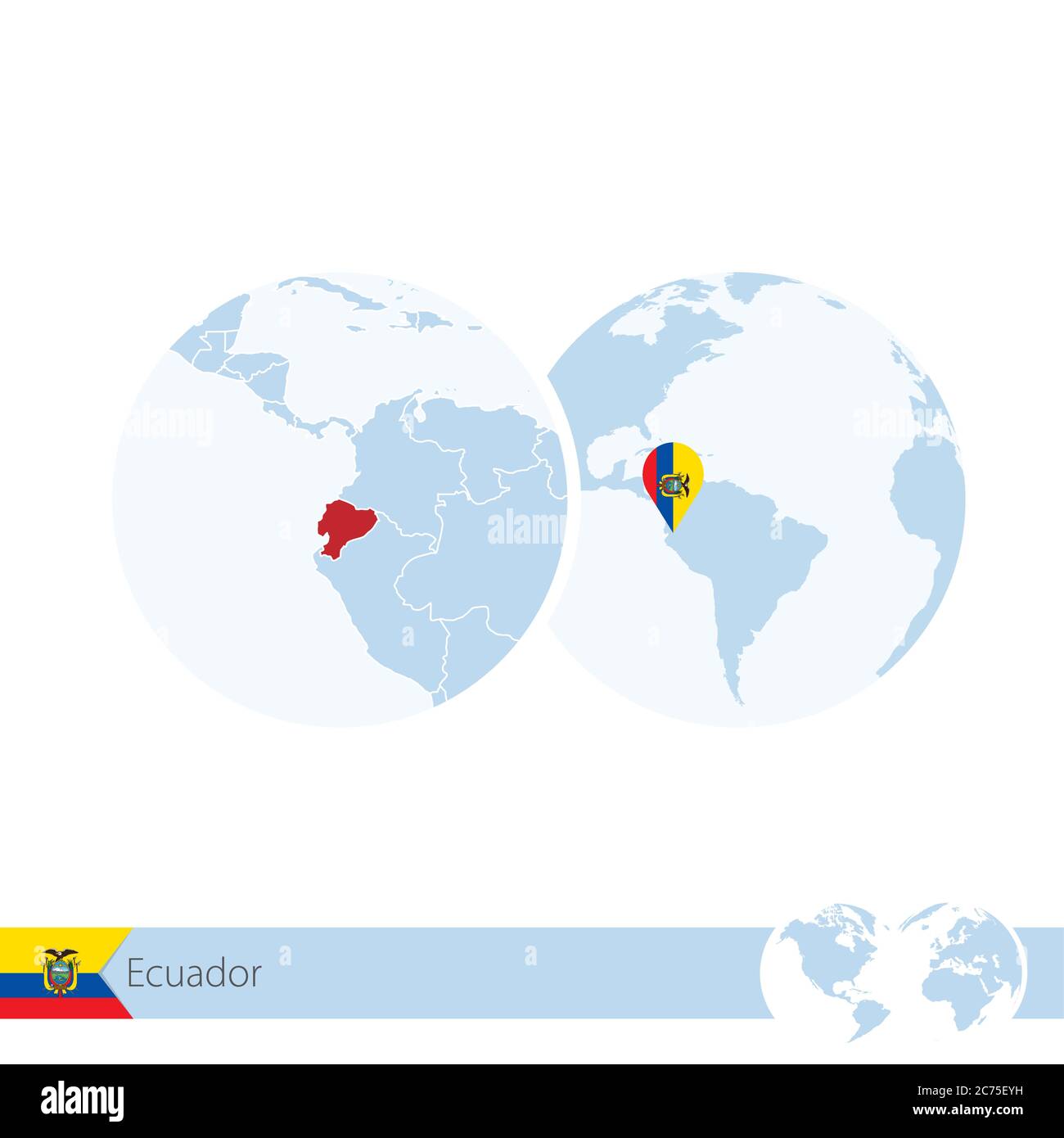 Ecuador On World Globe With Flag And Regional Map Of Ecuador Vector Ecuador On World Globe With Flag And Regional Map Of Ecuador Vector Illustration 2C75EYH