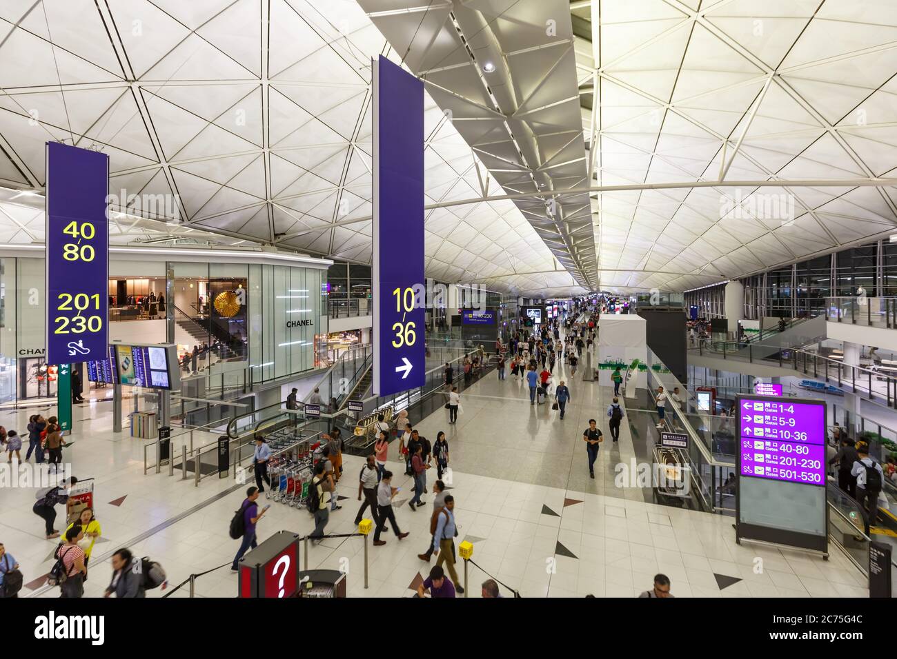 Hong Kong, China - September 20, 2019: Terminal of Hong Kong airport (HKG) in China. Stock Photo