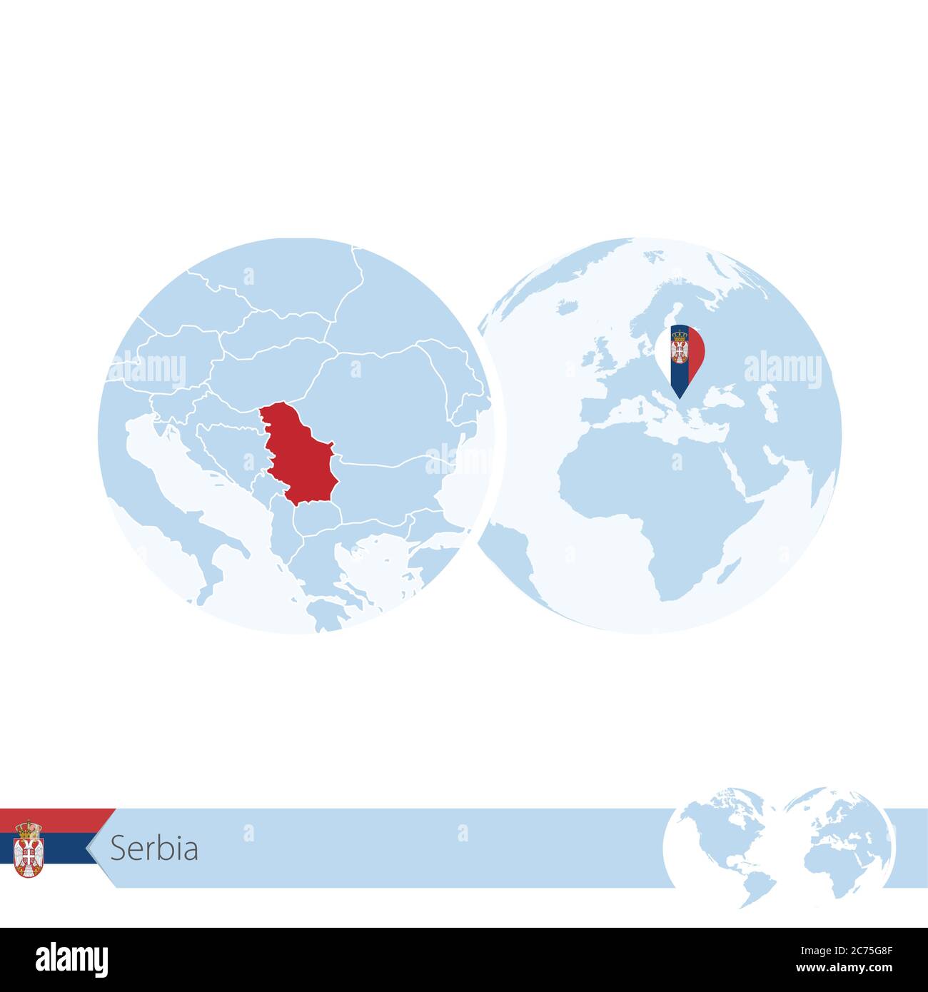 Serbia On World Globe With Flag And Regional Map Of Serbia Vector Serbia On World Globe With Flag And Regional Map Of Serbia Vector Illustration 2C75G8F