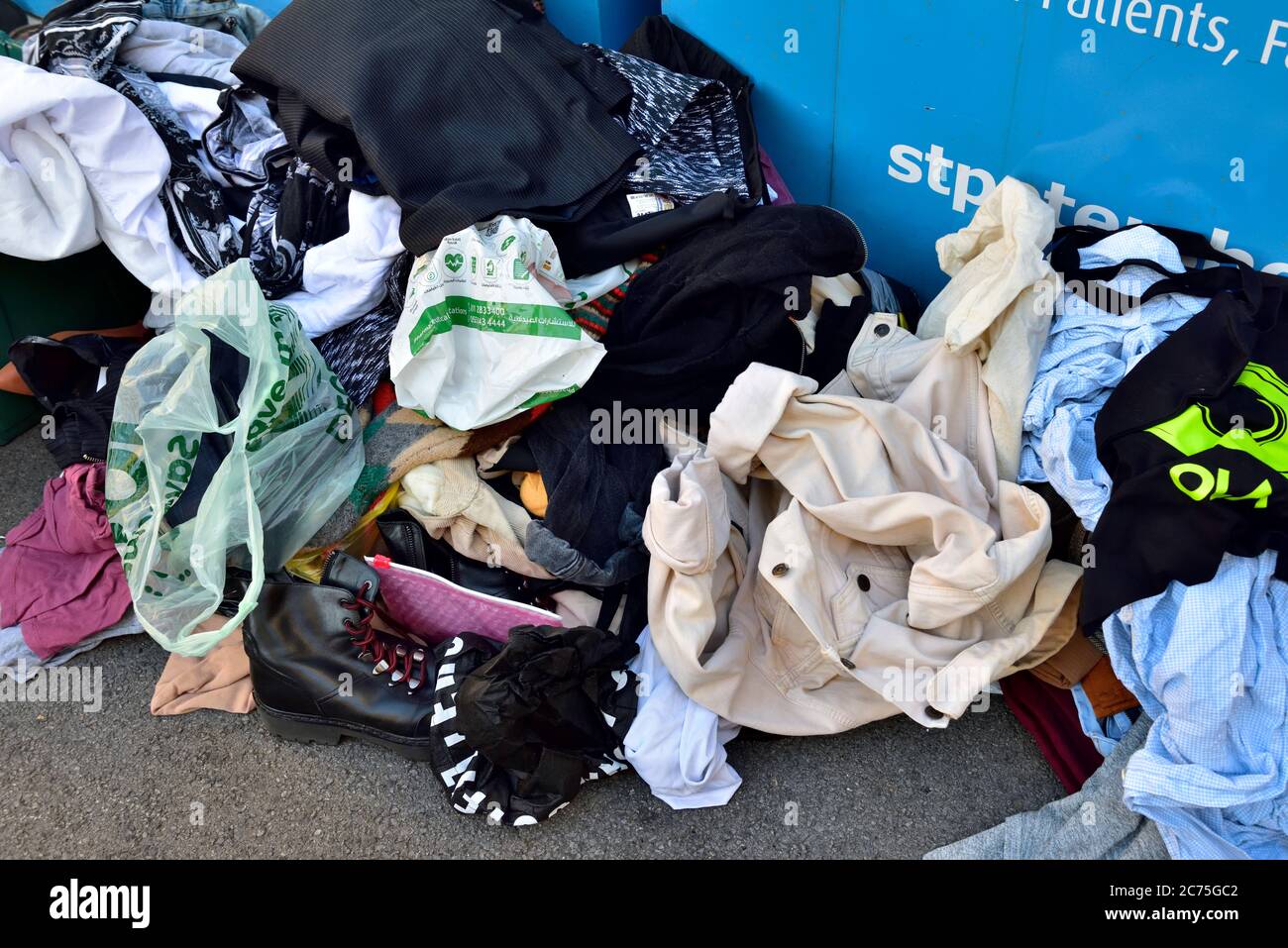 With Covid19 and lockdown charity shop not open, staff not in, donations of clothing dumped and