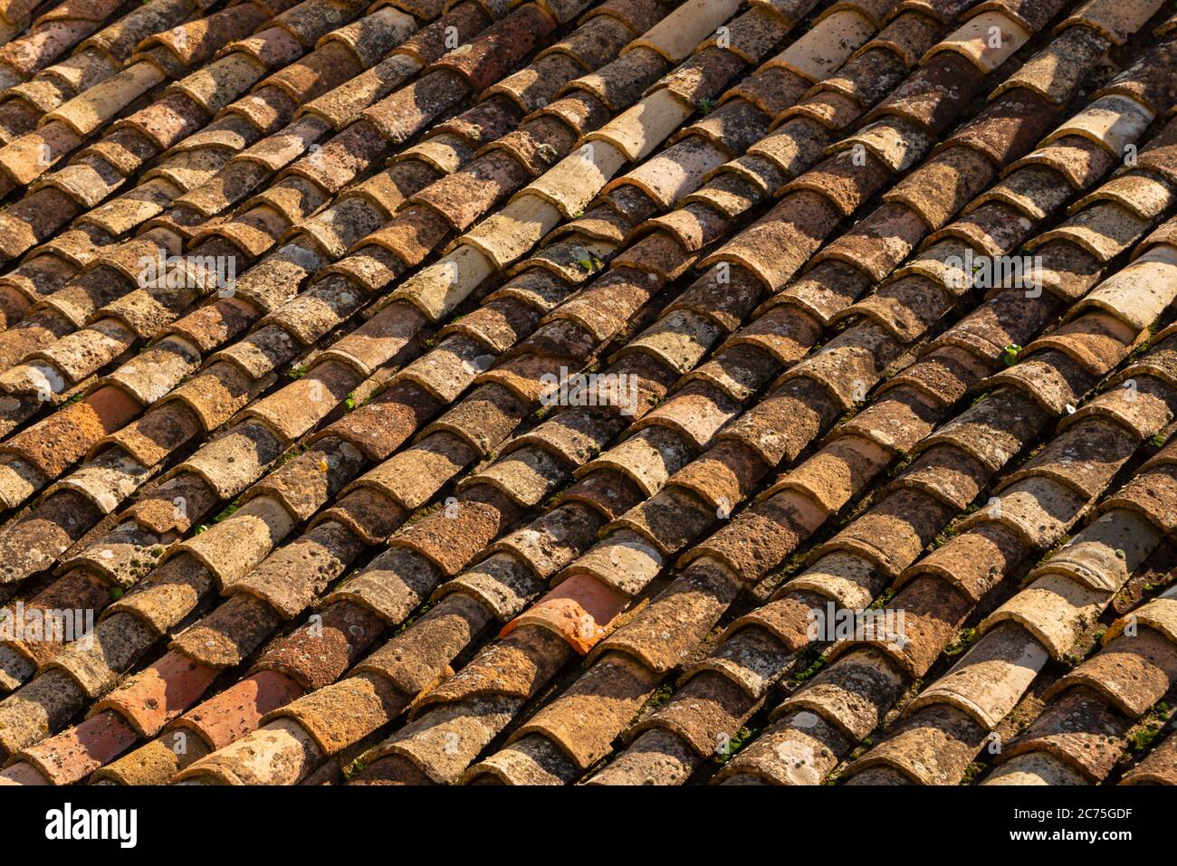 Tile roof in Villaluenga del Rosario, Sierra de Cadiz, Spain Stock Photo