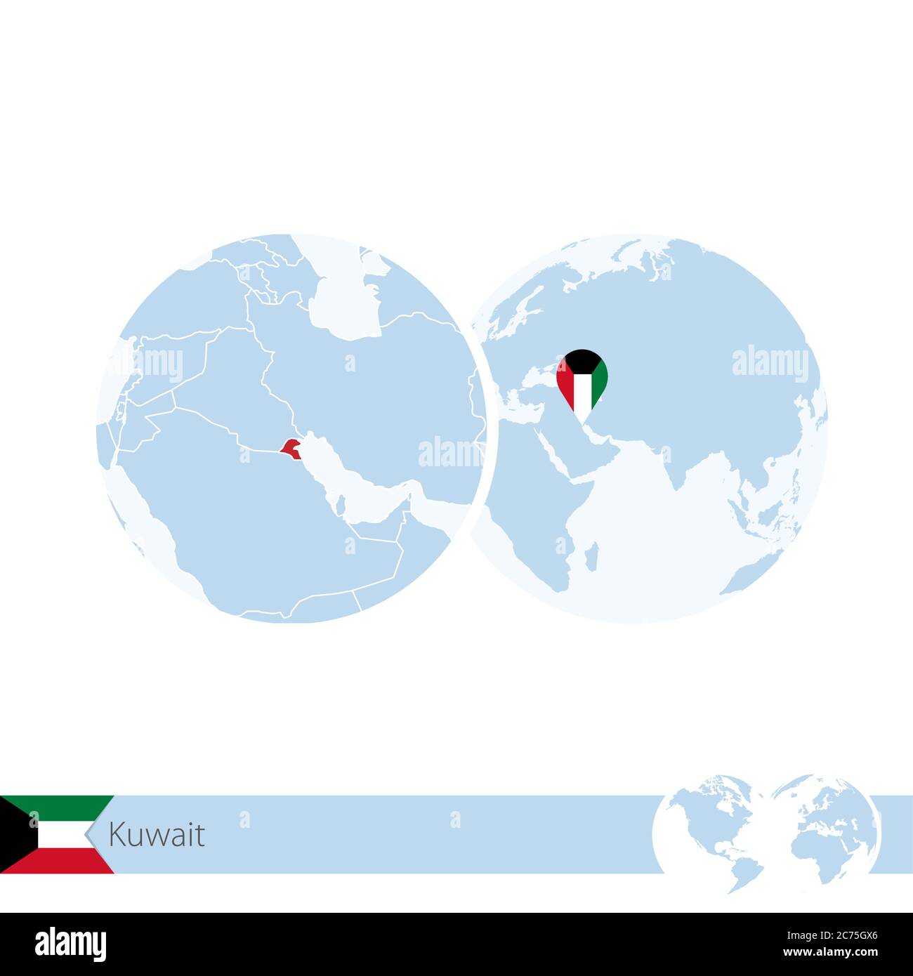 Kuwait On World Globe With Flag And Regional Map Of Kuwait Vector Kuwait On World Globe With Flag And Regional Map Of Kuwait Vector Illustration 2C75GX6