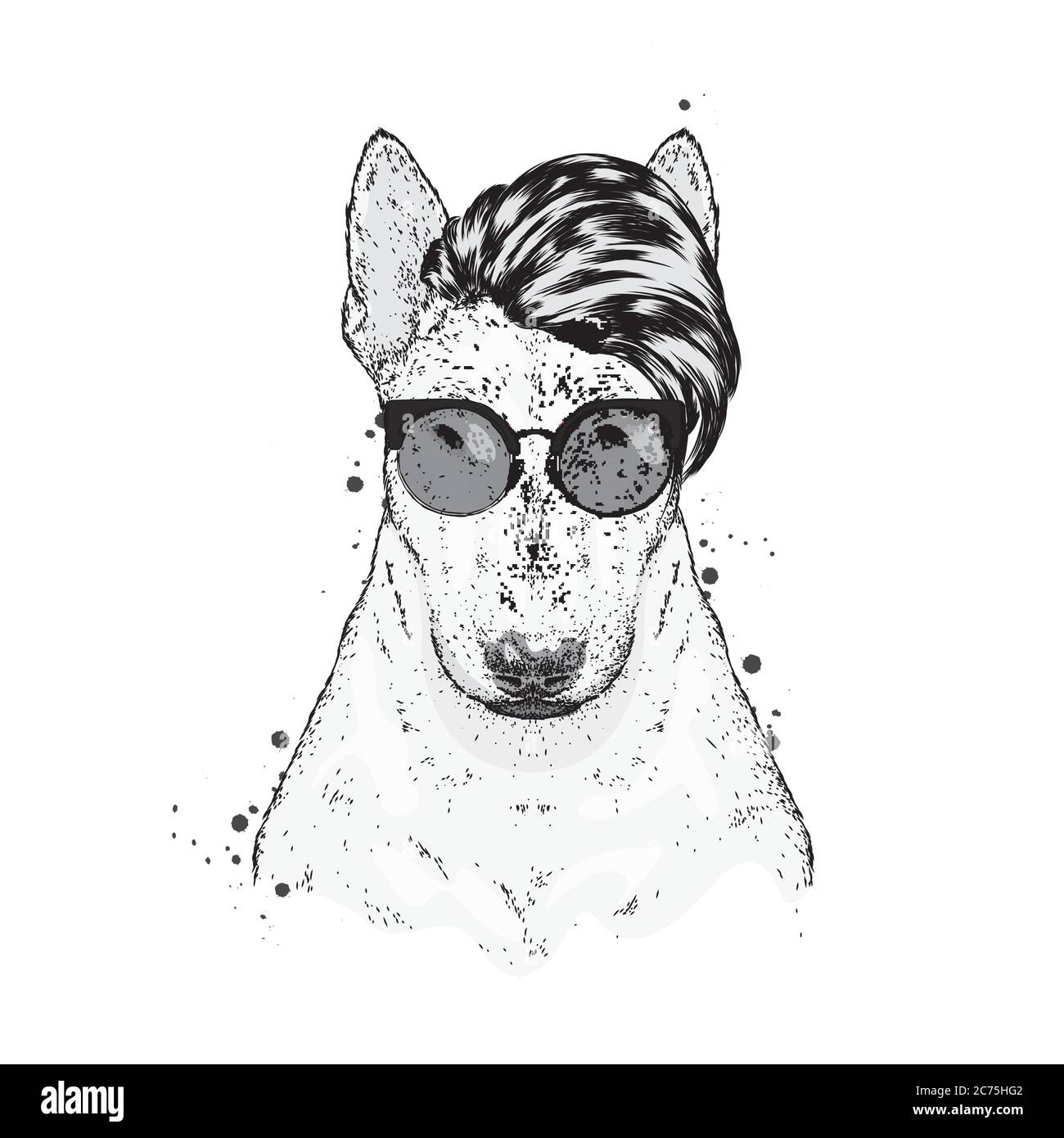 Dog with glasses and tie. Vector illustration. Cute puppy Stock Vector