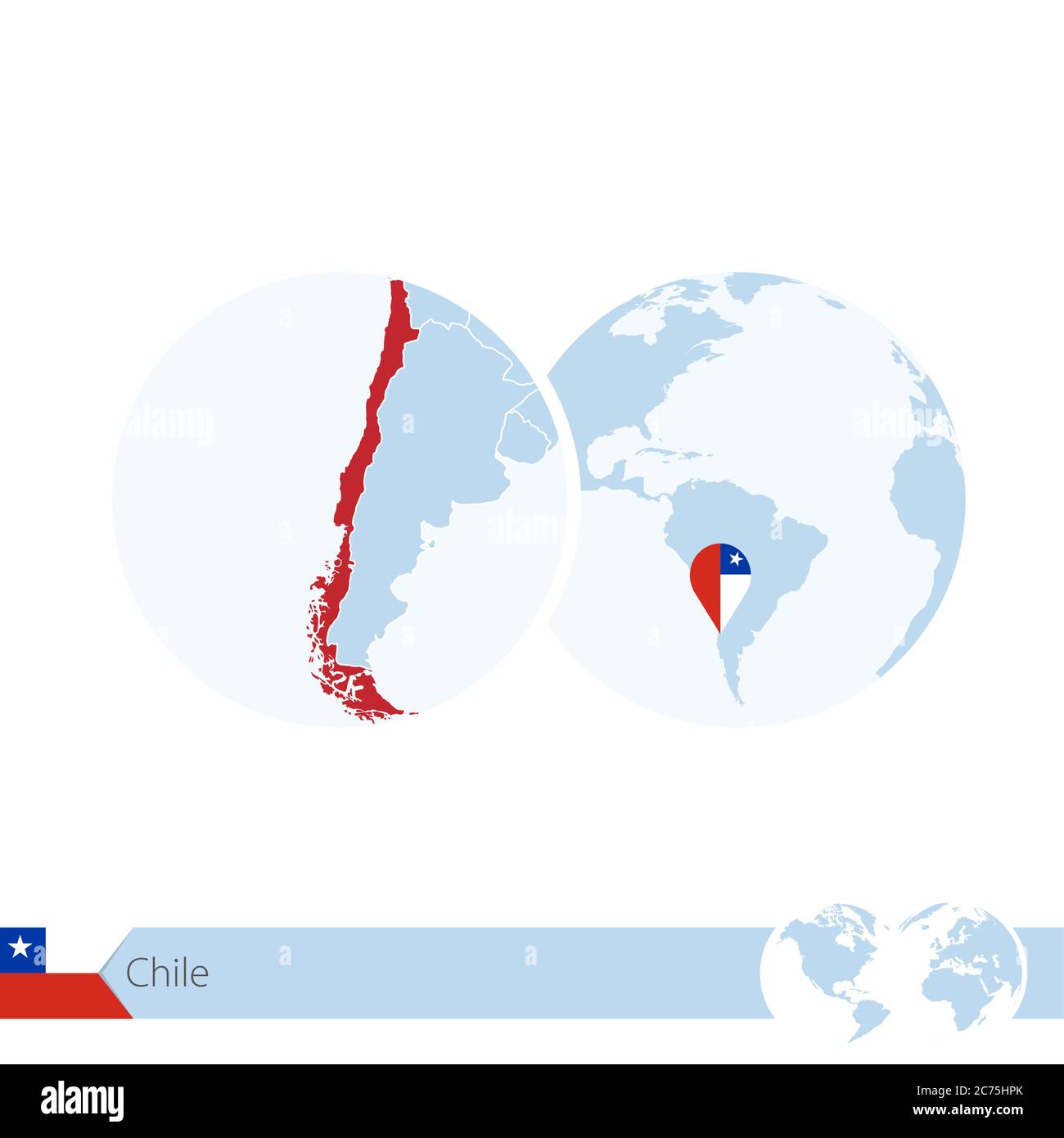 Chile On World Globe With Flag And Regional Map Of Chile Vector Chile On World Globe With Flag And Regional Map Of Chile Vector Illustration 2C75HPK
