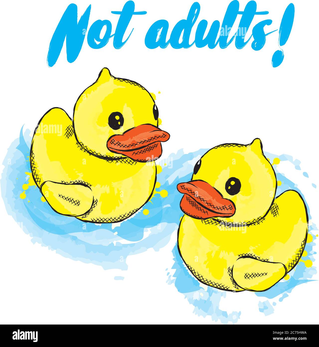 Rubber duck in the vector. Illustration for postcards, posters or print on  clothes. Children's drawing Stock Vector Image & Art - Alamy
