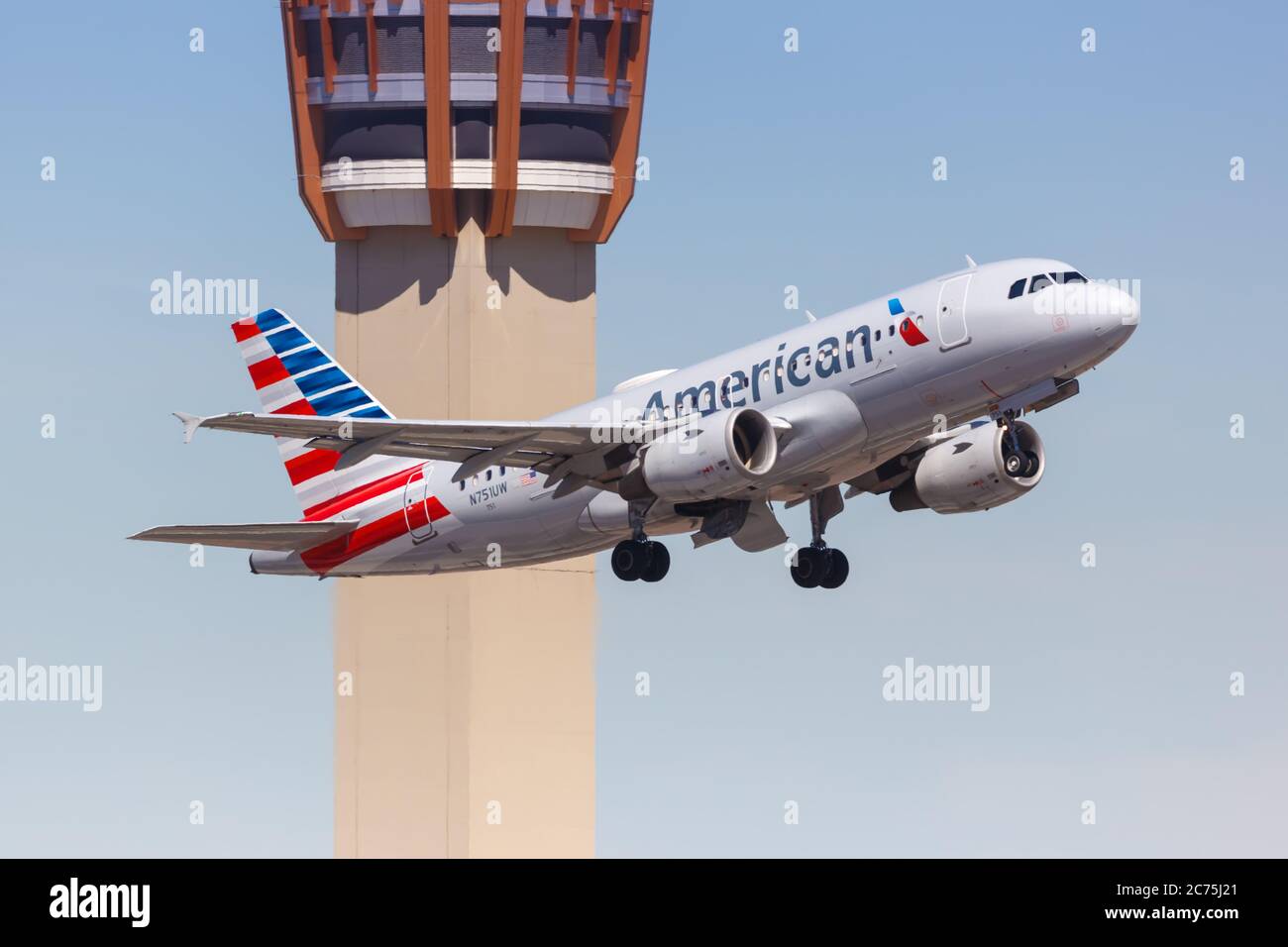 Phoenix, Arizona - April 8, 2019: American Airlines Airbus A319 airplane at Phoenix Sky Harbor airport (PHX) in Arizona. Airbus is a European aircraft Stock Photo